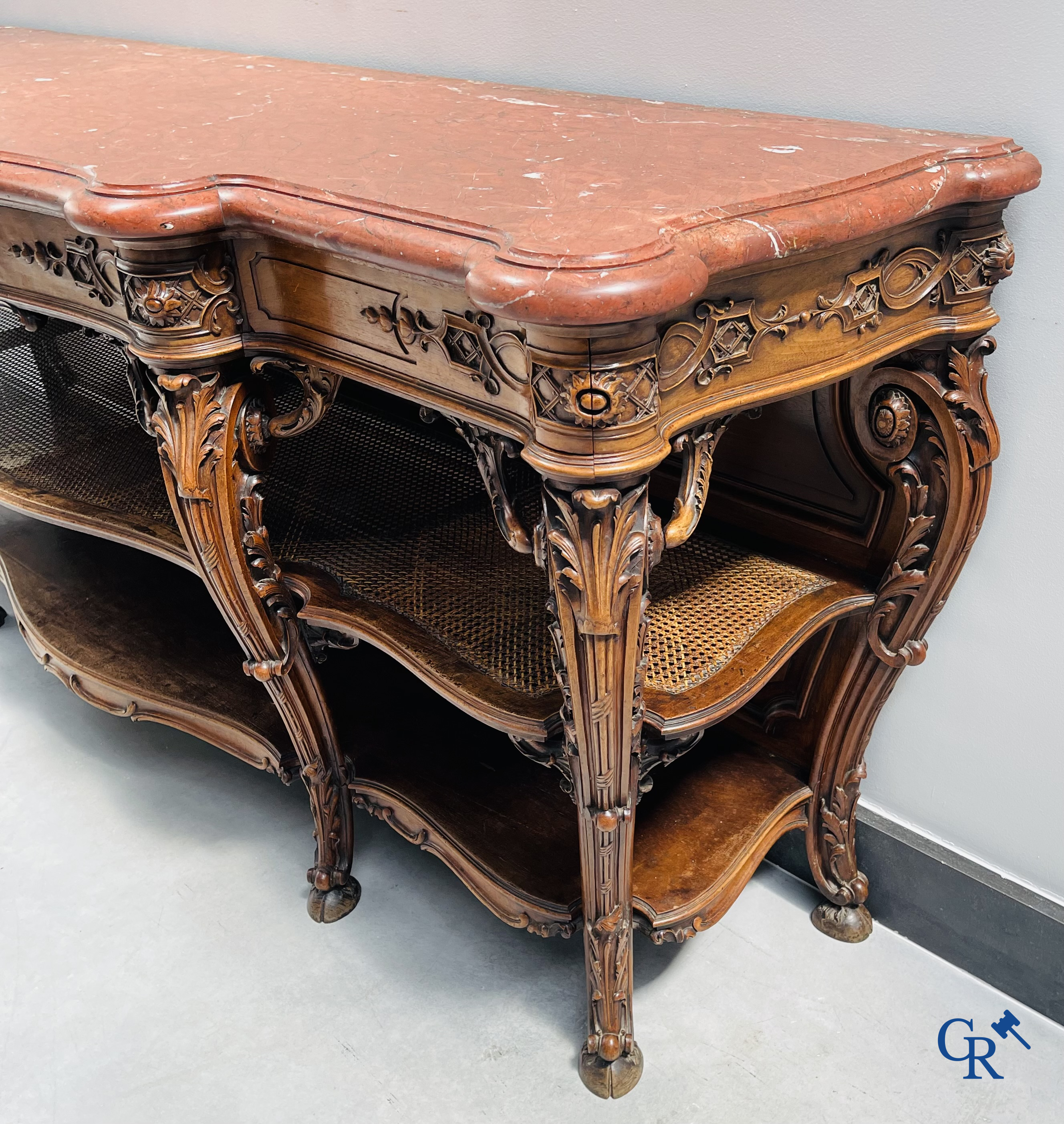 Maison Roll, 42, Rue Faubourg St. Antoine Paris. An exceptionally dessert furniture in carved walnut. LXVI style.