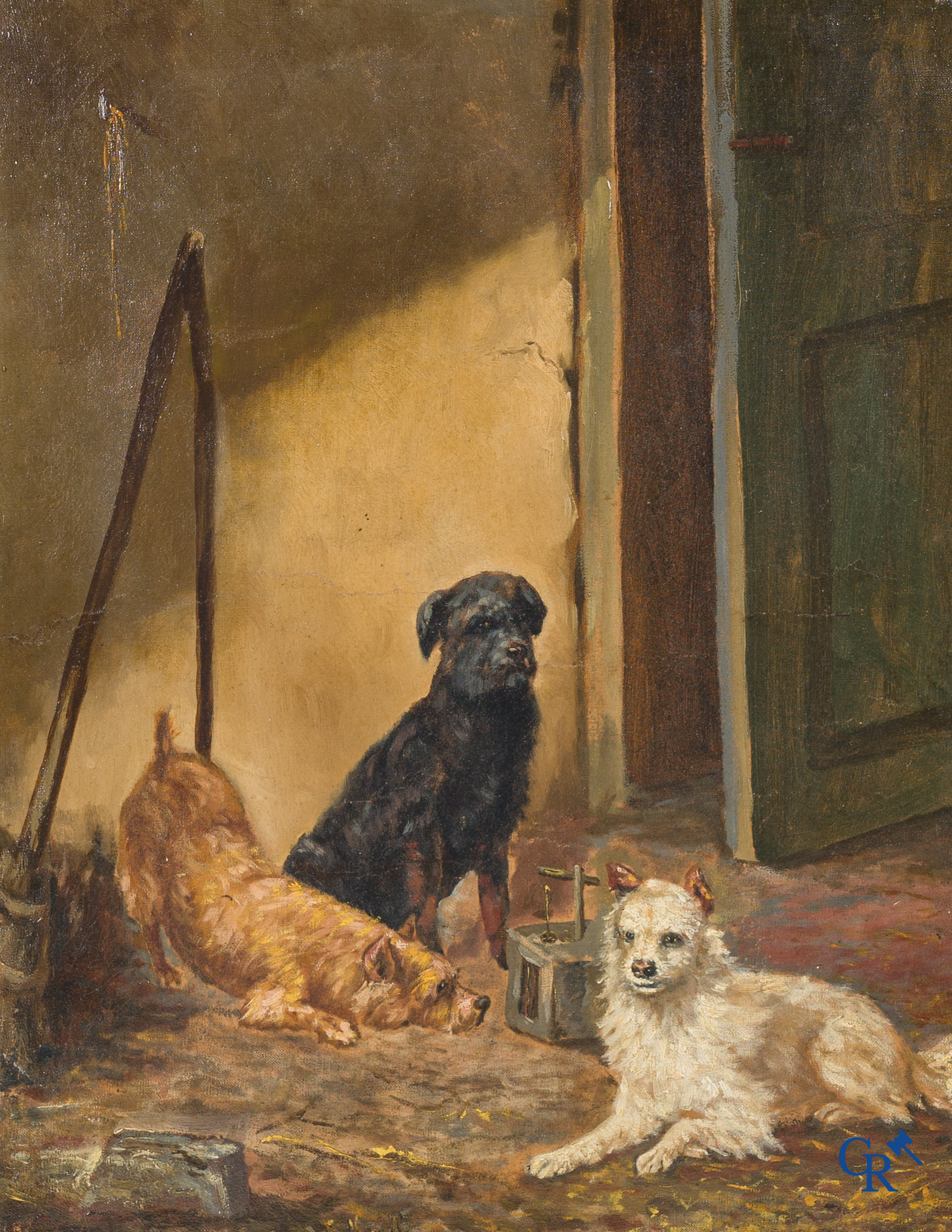 The 3 friends, illegibly signed, oil on canvas.