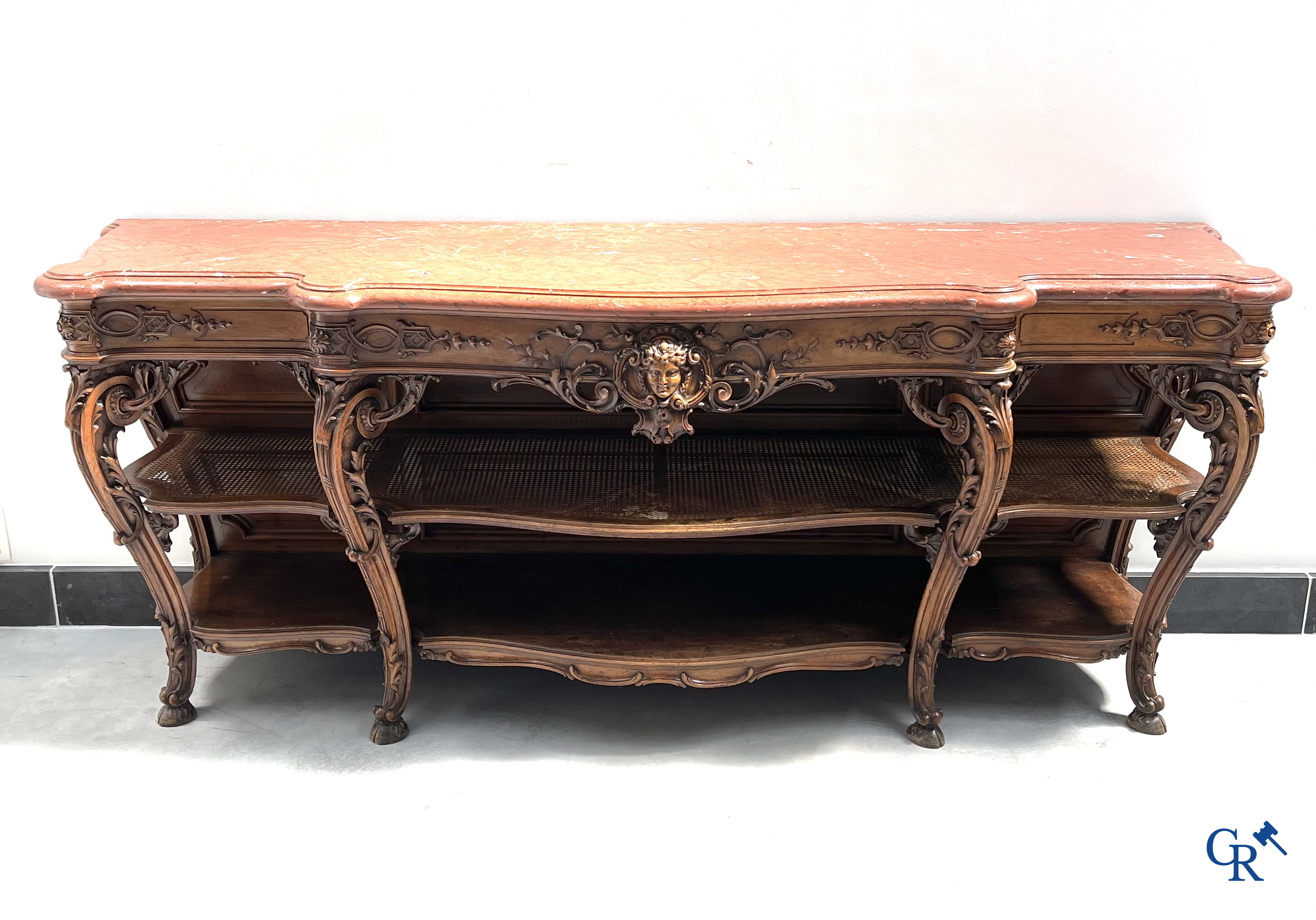 Maison Roll, 42, Rue Faubourg St. Antoine Paris. An exceptionally dessert furniture in carved walnut. LXVI style.