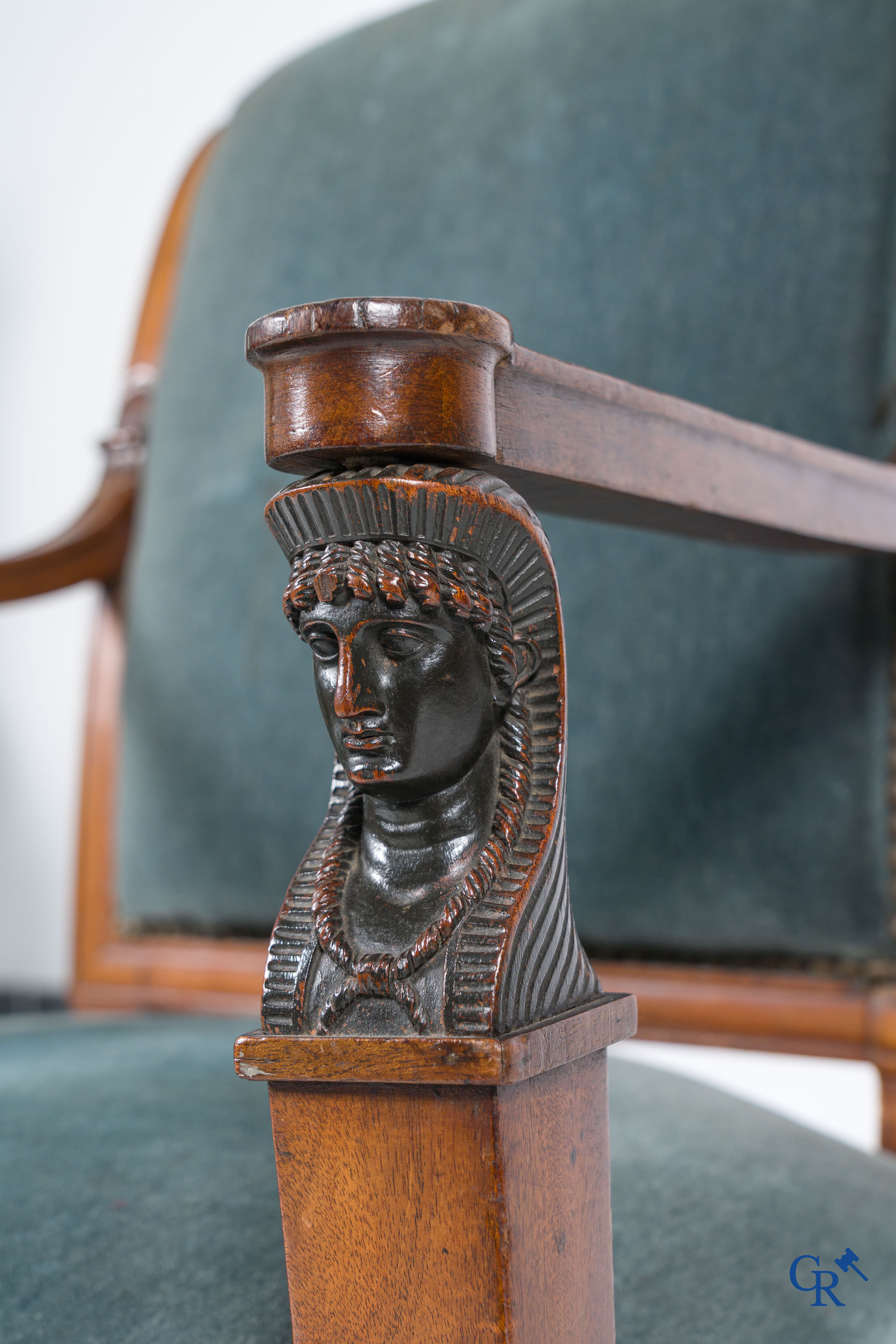 Empire. An office chair in mahogany, Retour d'Egypt style. Empire period, circa 1815.