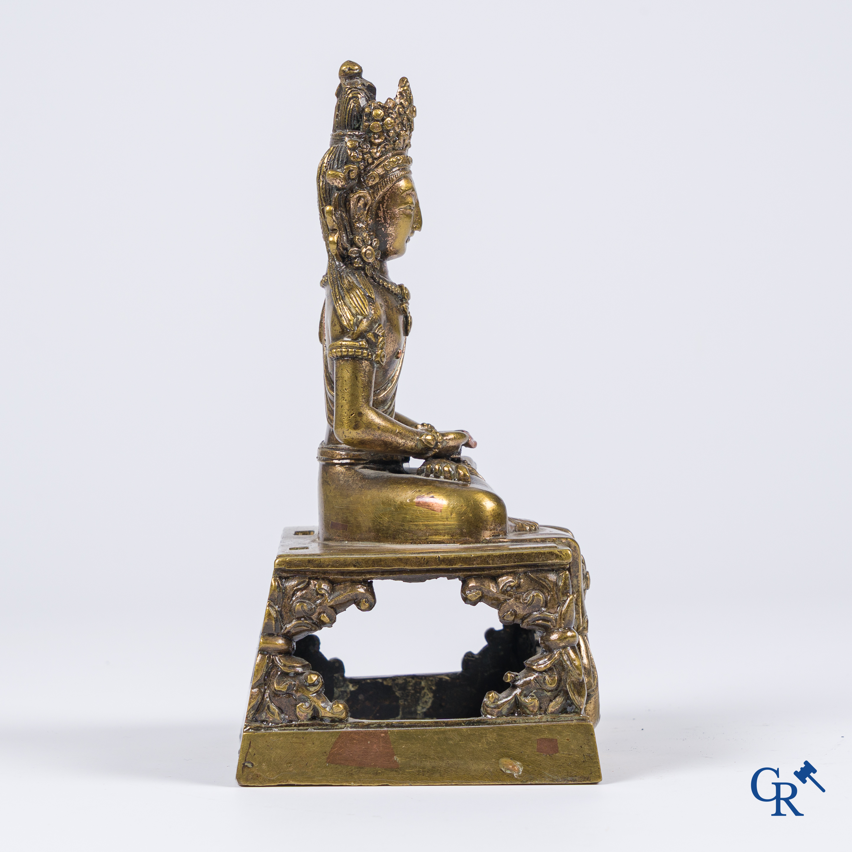 Asian Art, A Sino-Tibetan gilded bronze figure of Buddha Amitayes.