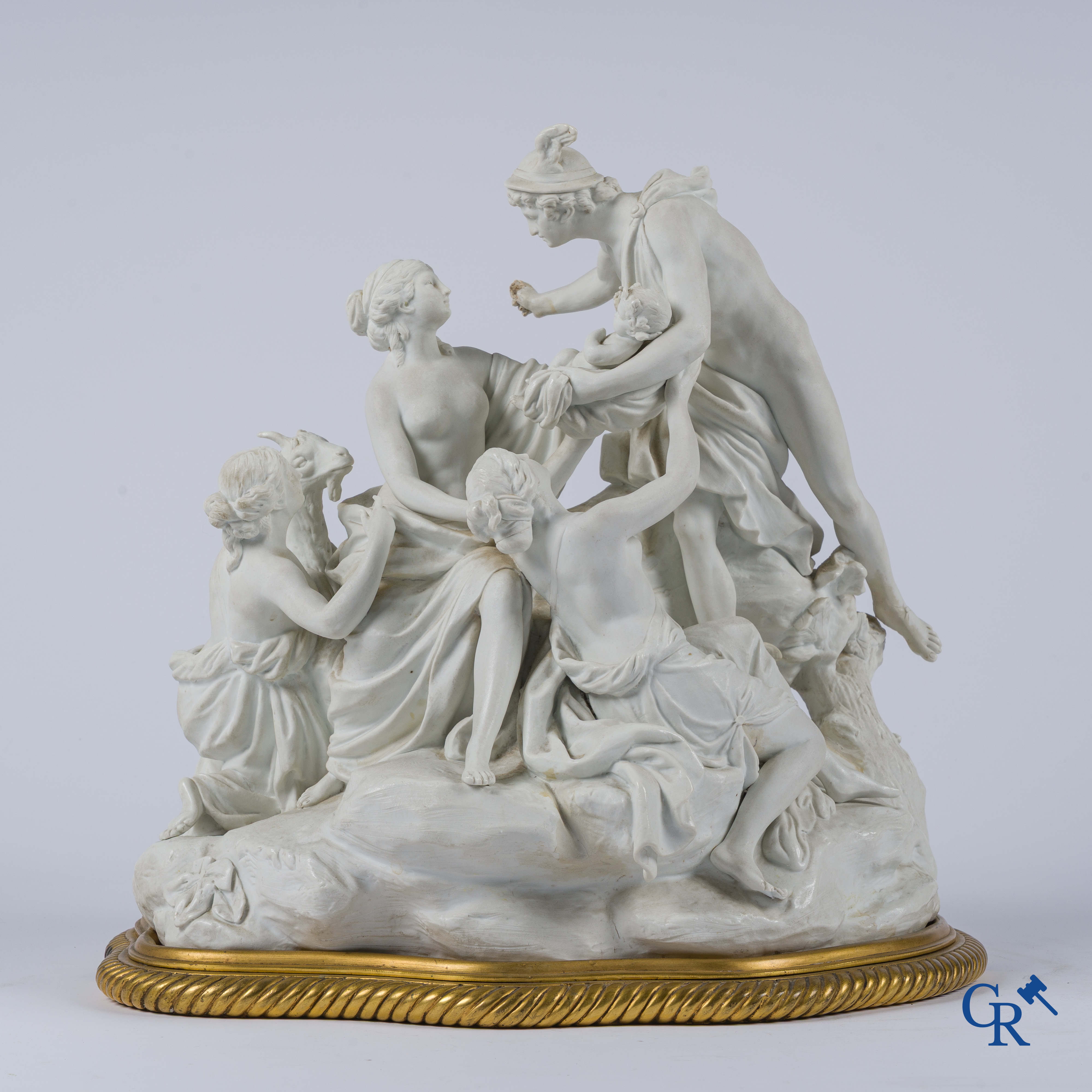 Sèvres, The Birth of Bacchus. Large group in biscuit porcelain on a bronze pedestal. Late 18th, early 19th century.