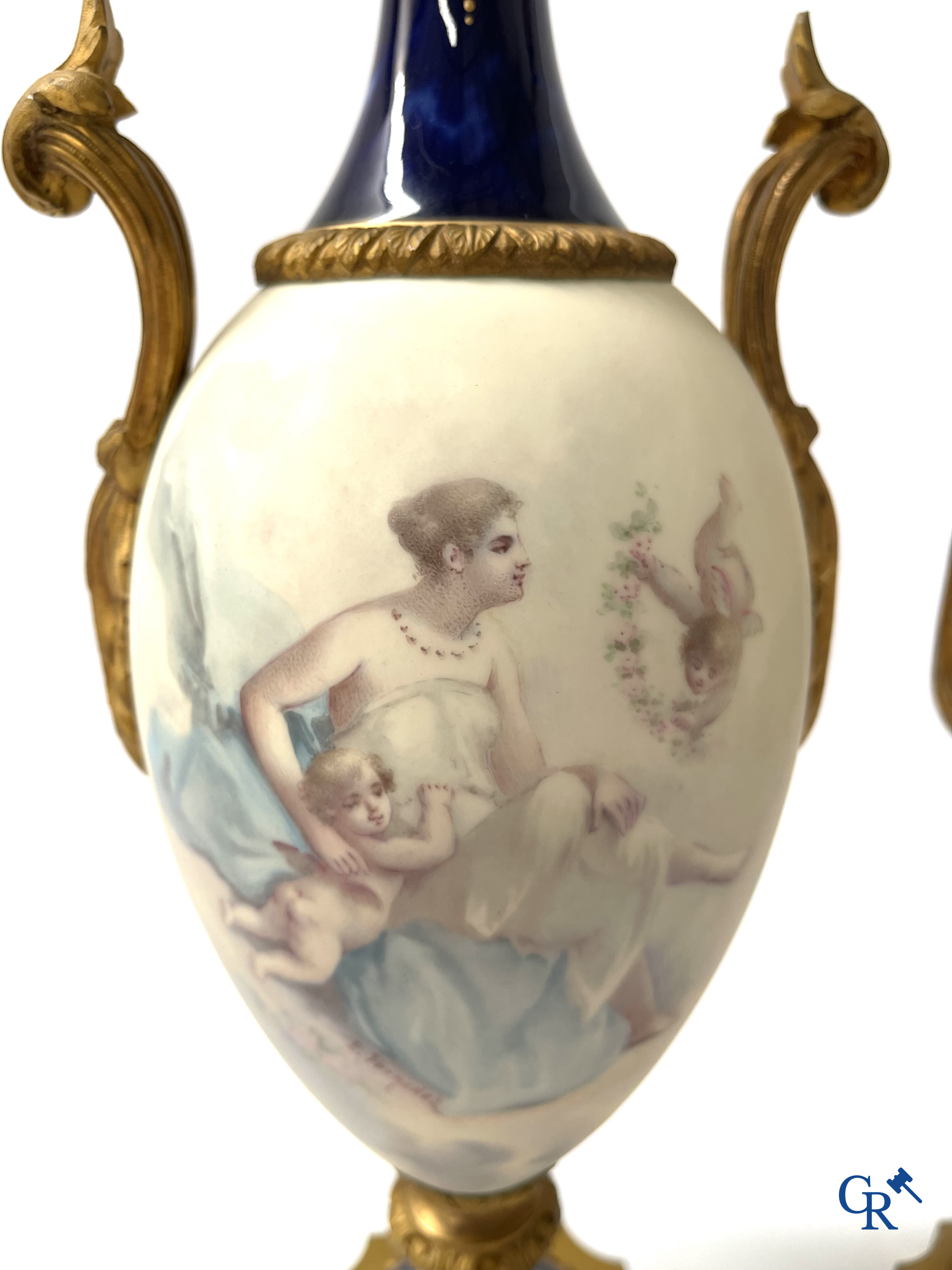 Sèvres. E. Pernodet. Pair of vases in Sèvres porcelain and bronze mounts. Signed, circa 1900.