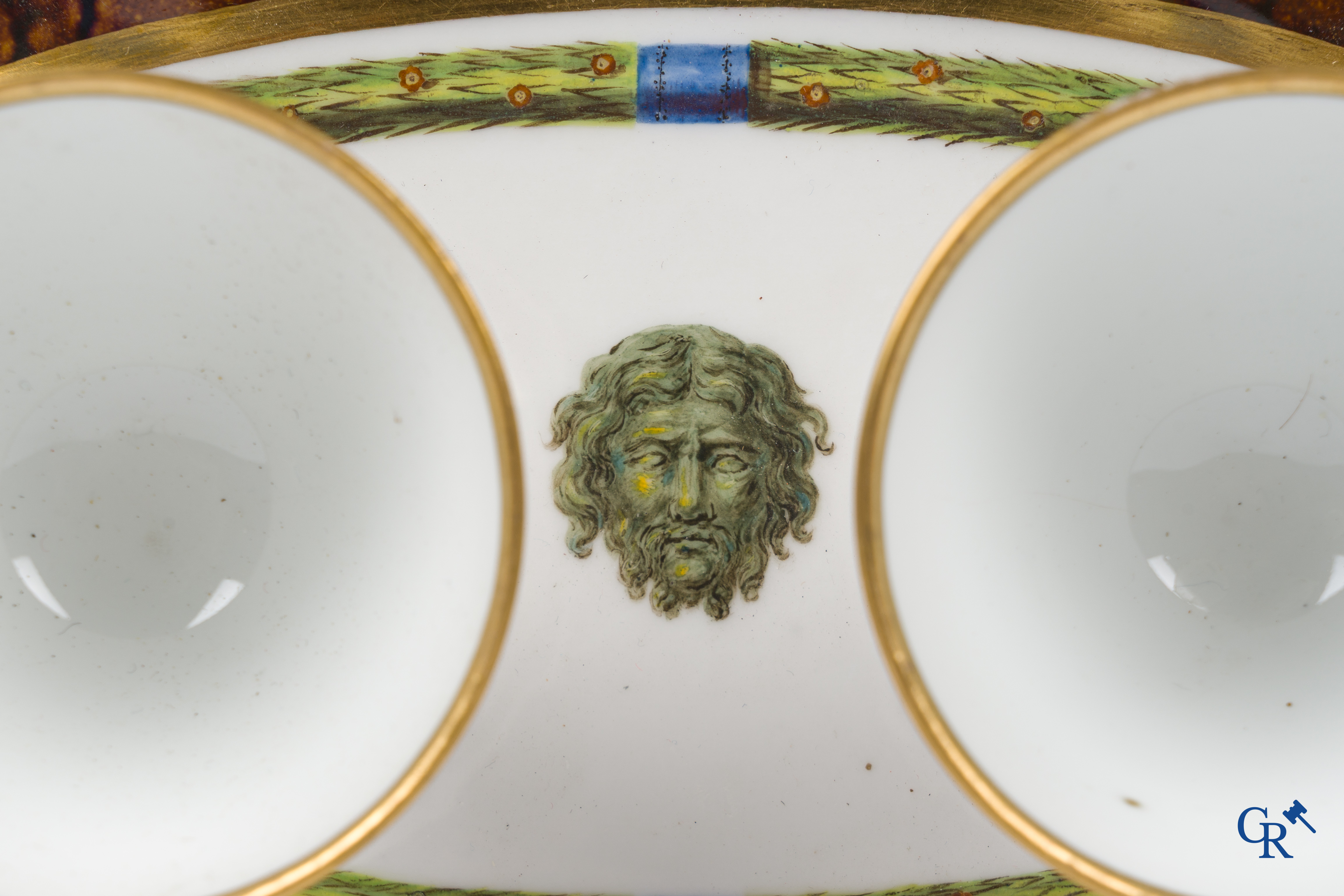 Manufacture nationale de Sèvres. Oval Sèvres tortoiseshell-ground form piece. Consulate, circa 1802.