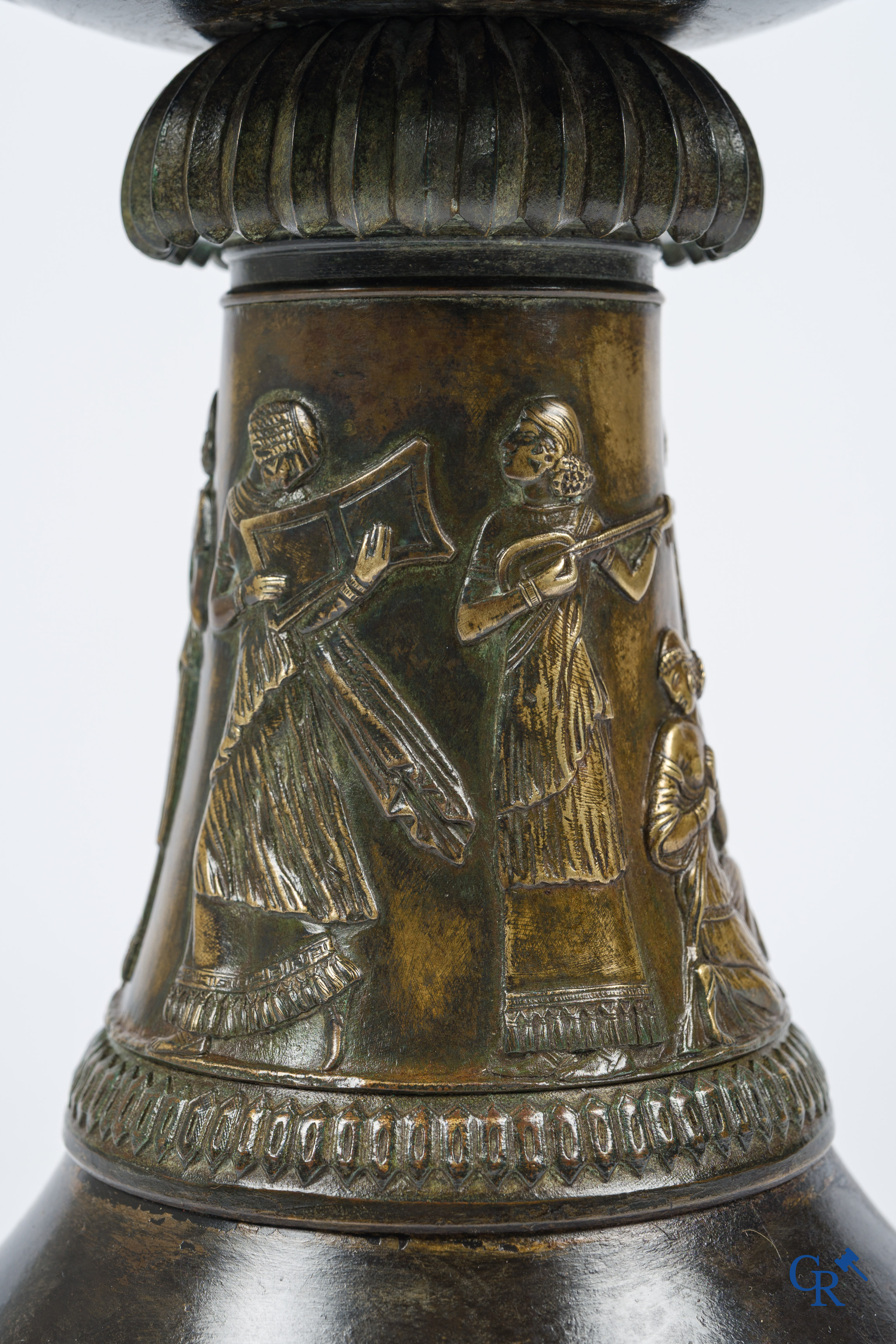 Charles Stanislas Matifat (1820-1875) Bronze Kylix-shaped vase with Lamassu handles. France circa 1860.