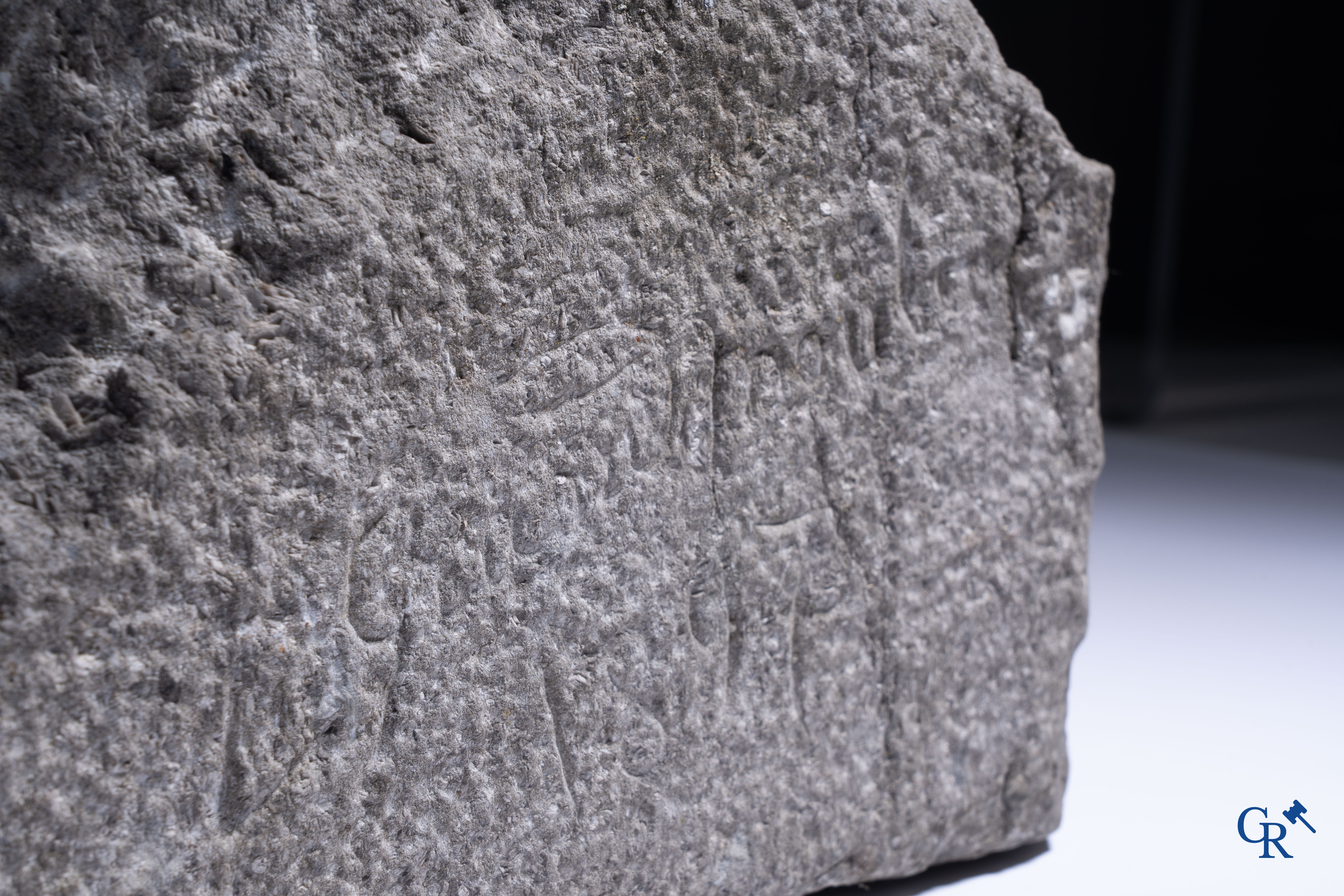 Constantin Meunier (in the manner of). Bust in carved Belgian blue stone.