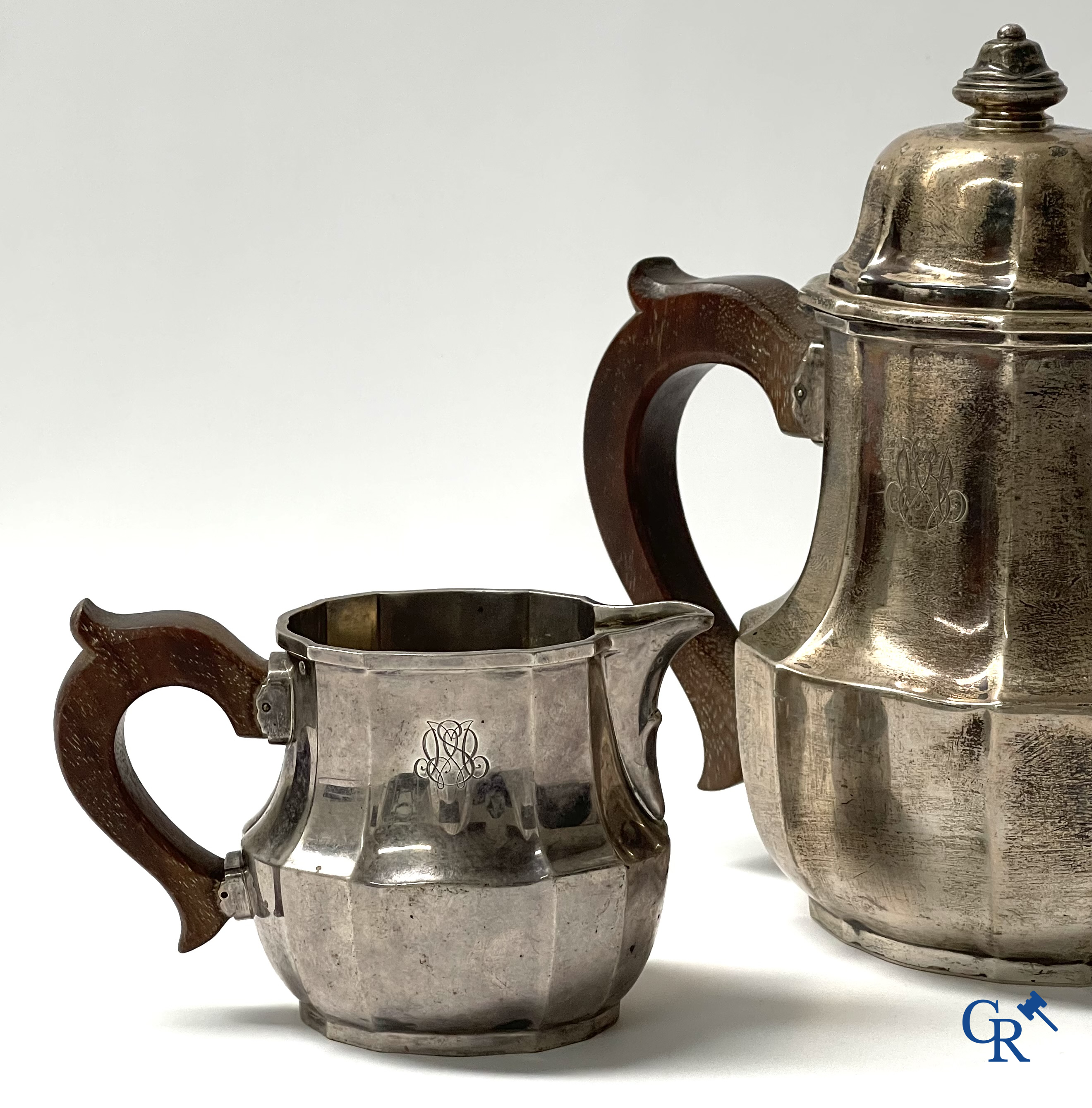 Tétard Frères, Paris. Part of a coffee and tea set in silver. Minerva head and Tétard hall marks.