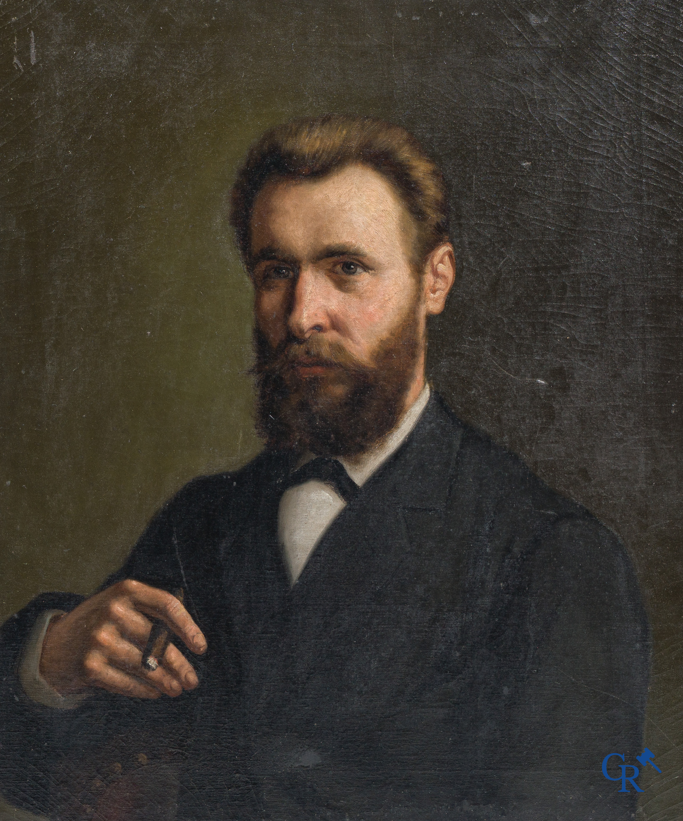 A lot of 2 portrait paintings. Oil on canvas. 19th century.