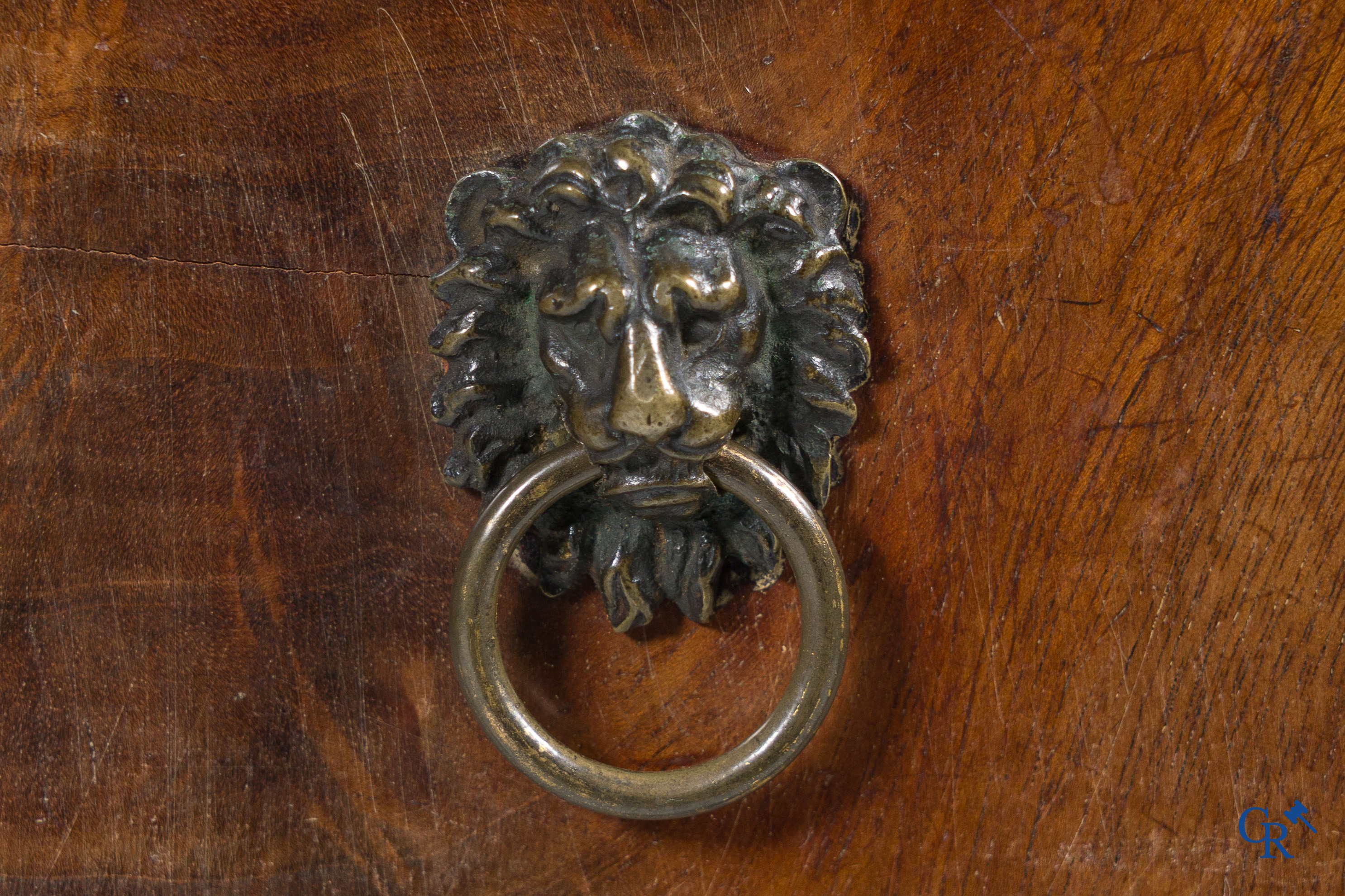 Chapuis, a mahogany wooden men's dressing table and ladies' dressing table with chiseled bronzes. Empire, circa 1810.