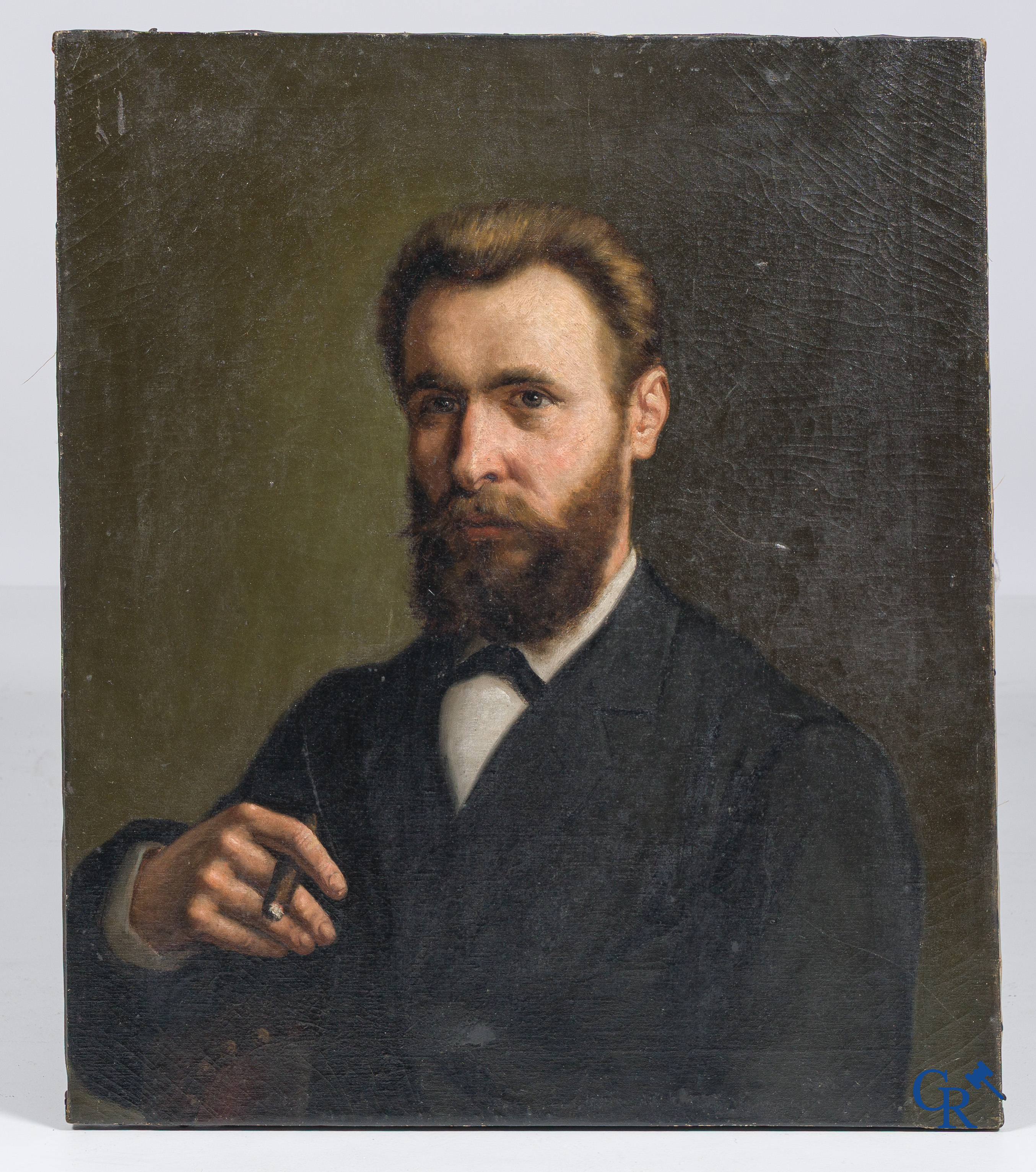 A lot of 2 portrait paintings. Oil on canvas. 19th century.