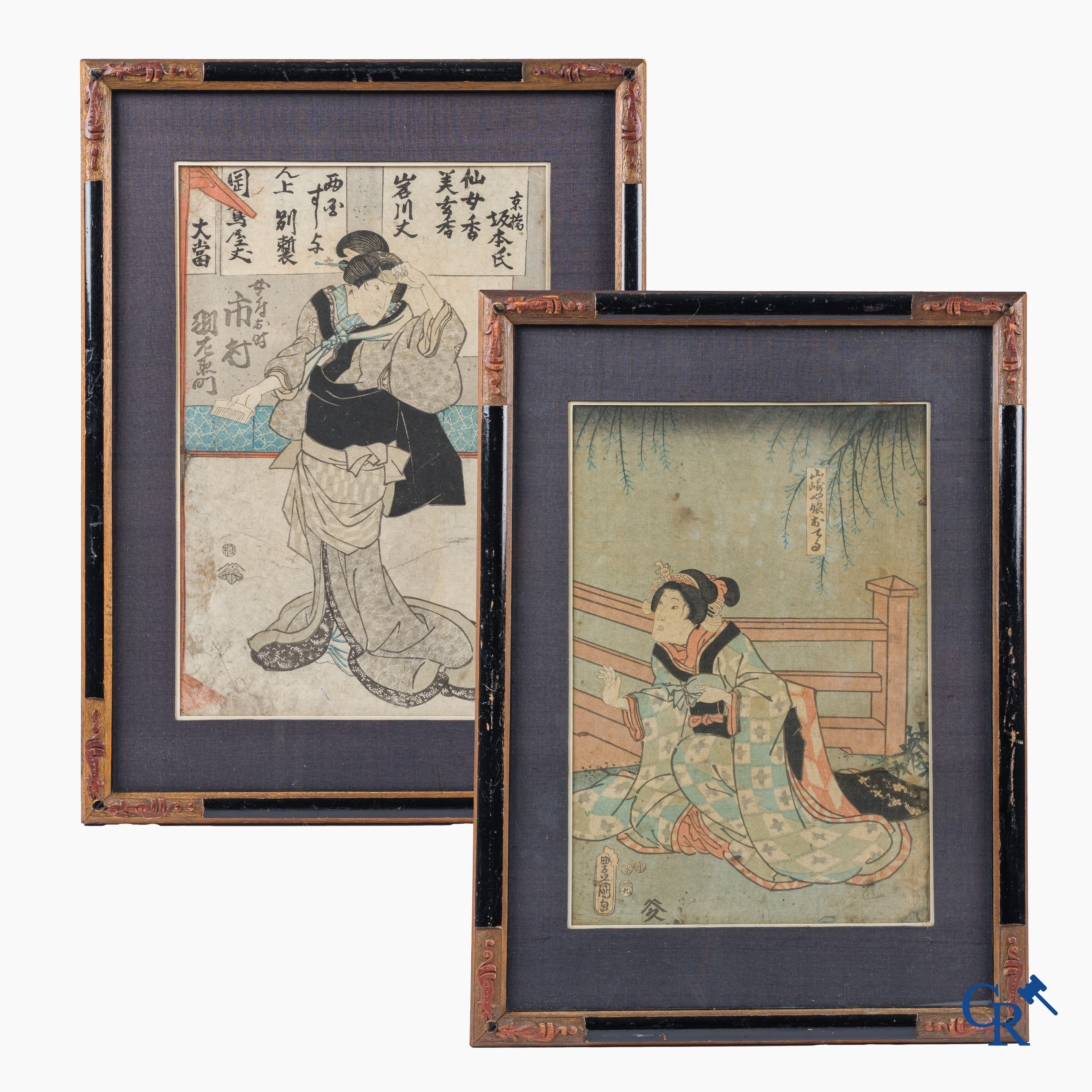 Aziatica. 2 Japanese houtsnedes, 18e-19e eeuw.