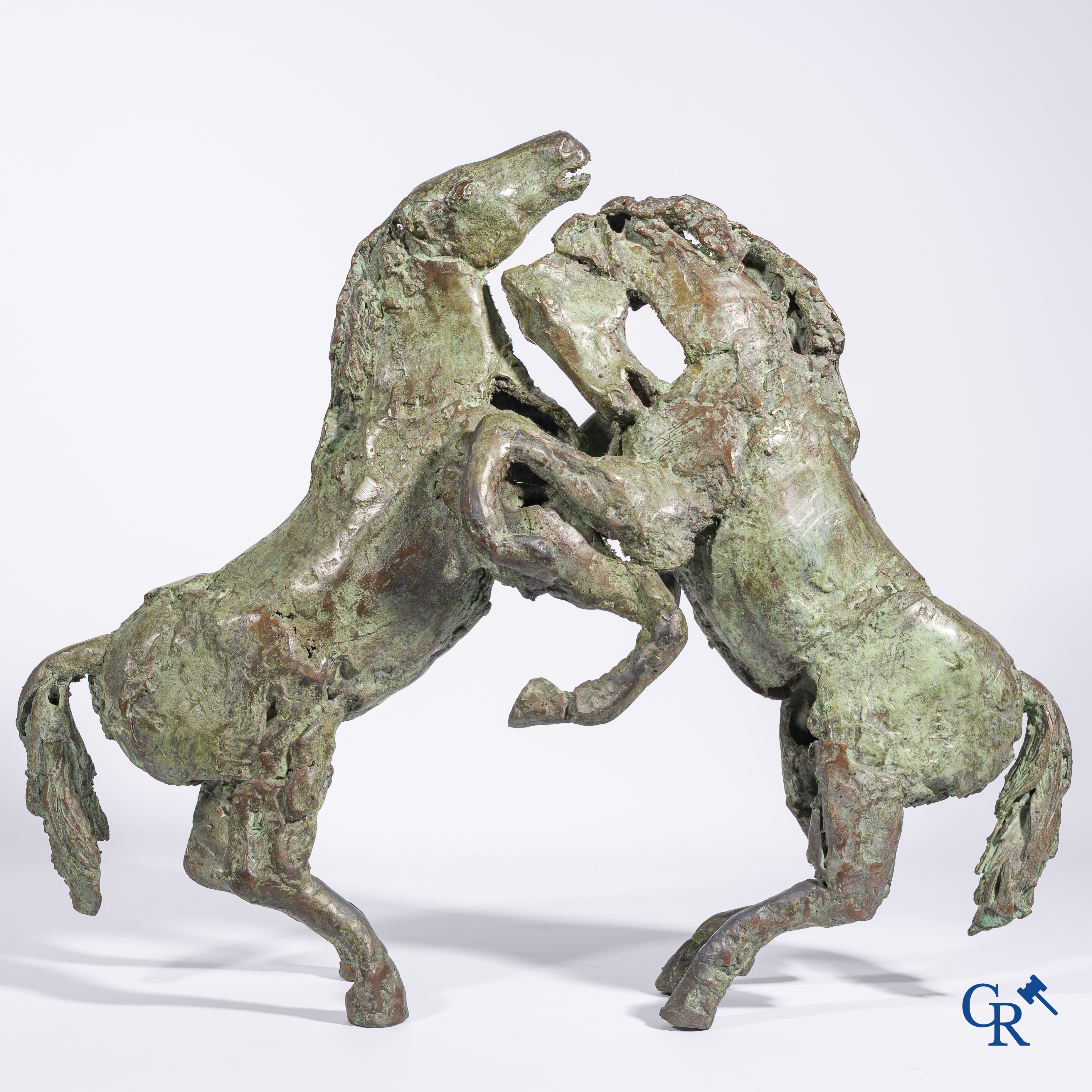 Jan Desmarets (1961) Bronze. 2 prancing horses, épreuve d'artiste. Signed, dated 1998 and numbered EA II/IV.