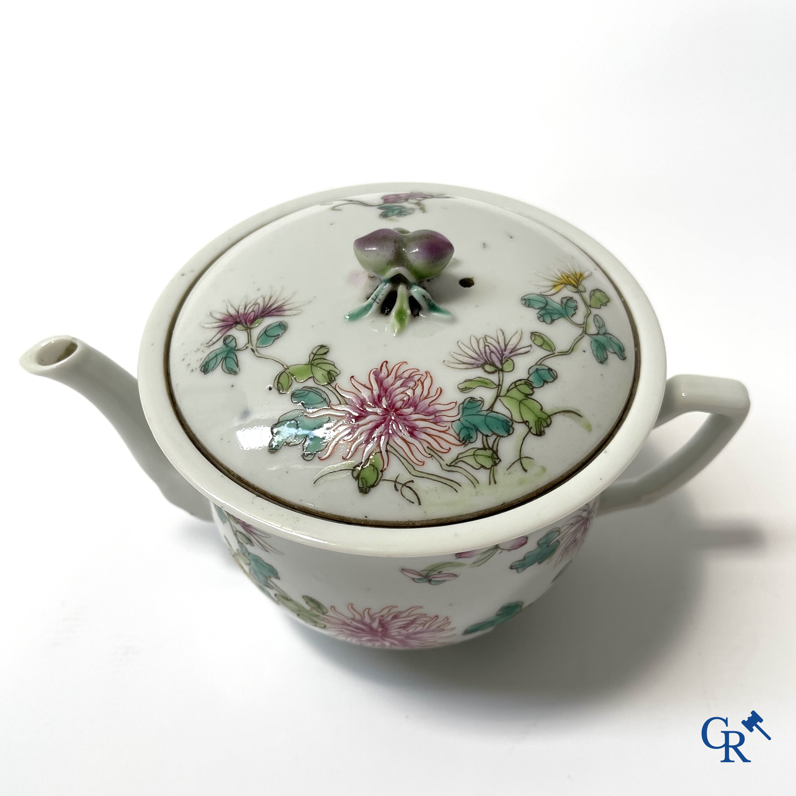 Asian Art, A finely painted Chinese teapot with floral decor. Marked.