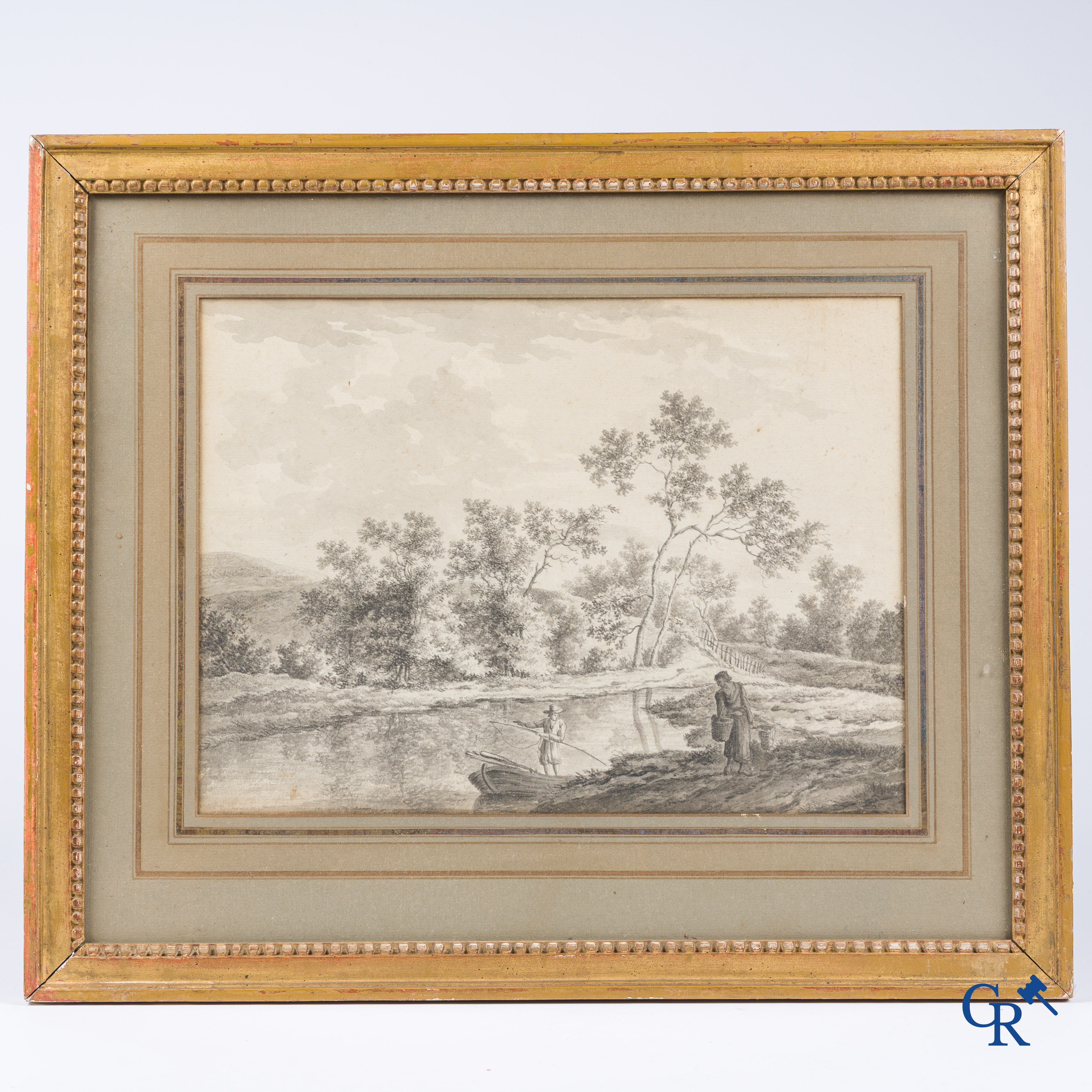 Pastoral scene, pen and brown ink on paper. Late 18th, early 19th century.