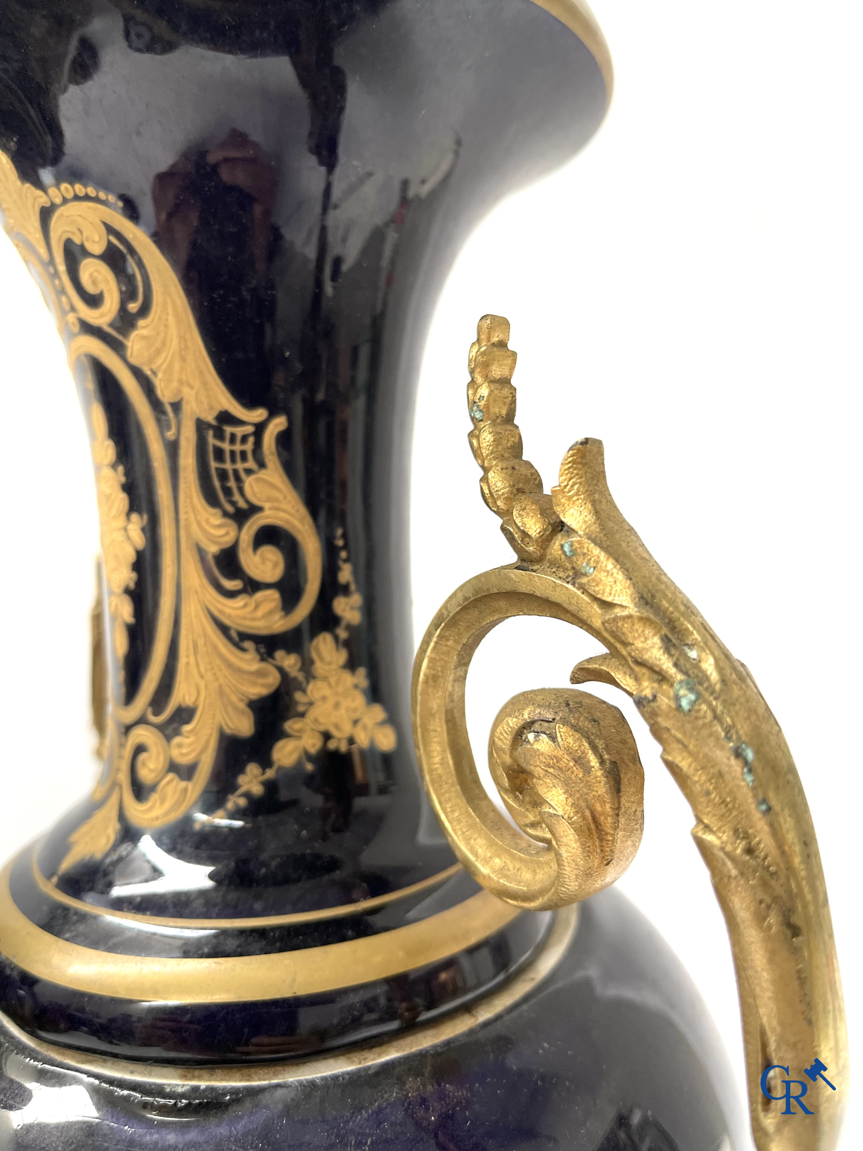 Sèvres, a large lot of Sèvres porcelain with bronze frames. Not mounted. Circa 1900.