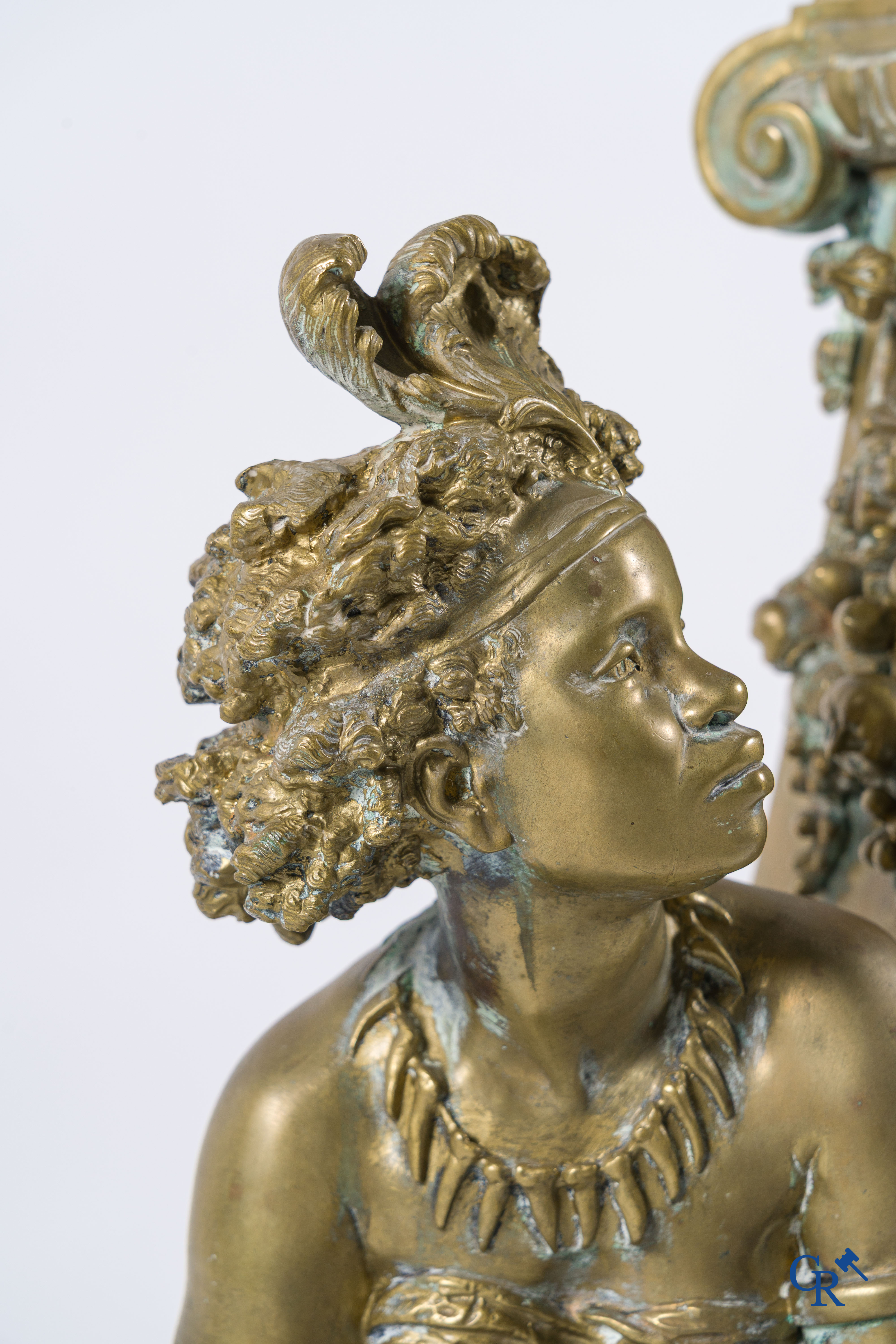 Frédéric-Eugène Piat and Samuel Marti. Exceptional pendulum in bronze with Nubian figures. Circa 1860-1870.