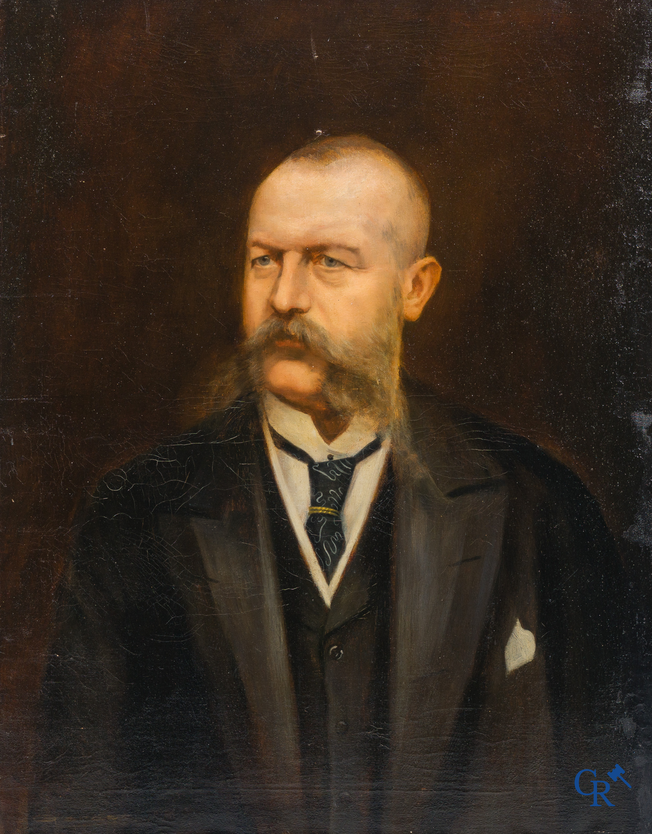 A lot of 2 portrait paintings. Oil on canvas. 19th century.