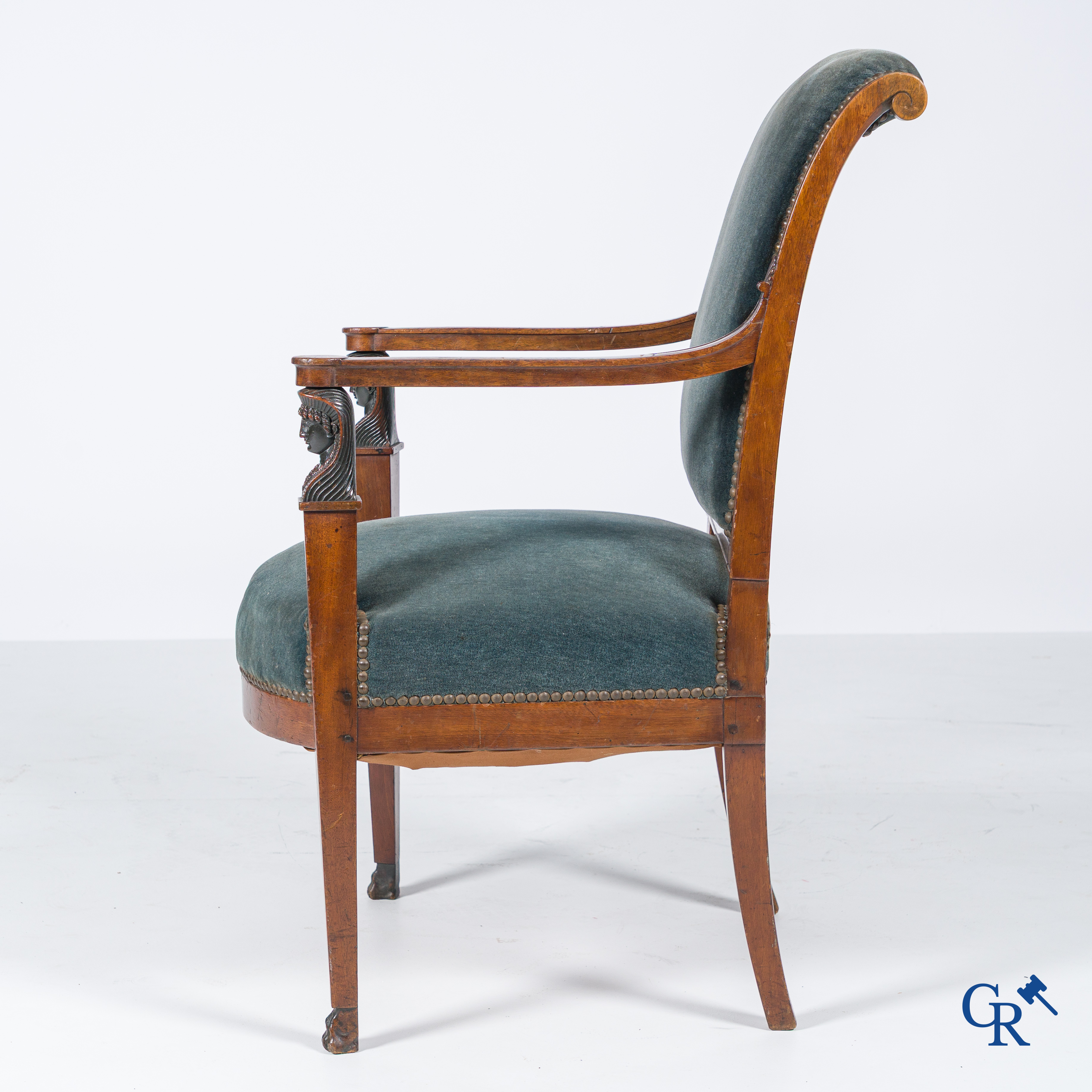 Empire. An office chair in mahogany, Retour d'Egypt style. Empire period, circa 1815.