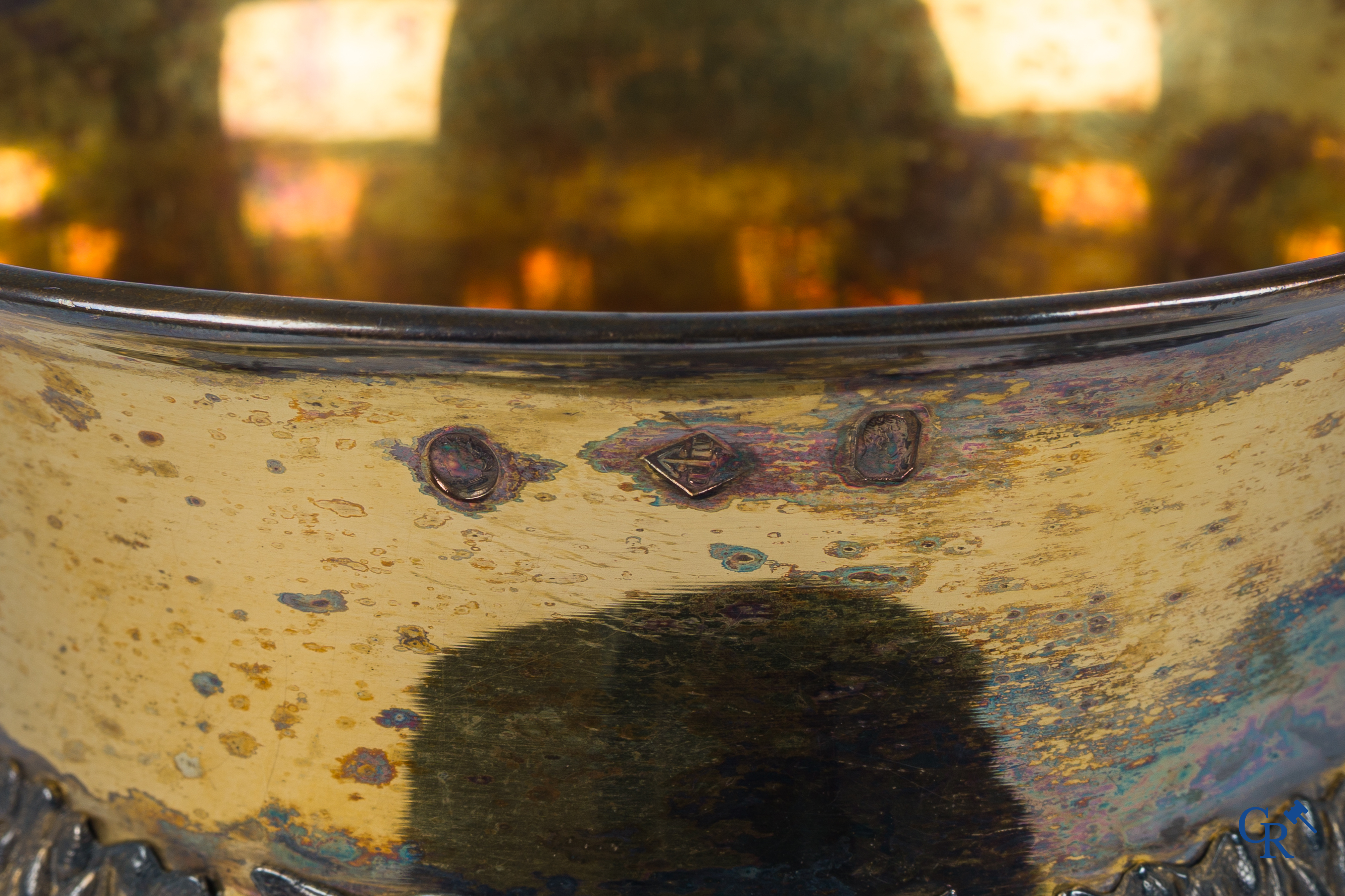 Martin & Dejean, orfèvres. A relief decorated chalice in silver and vermeil. Paris, 1st half of the 19th century.