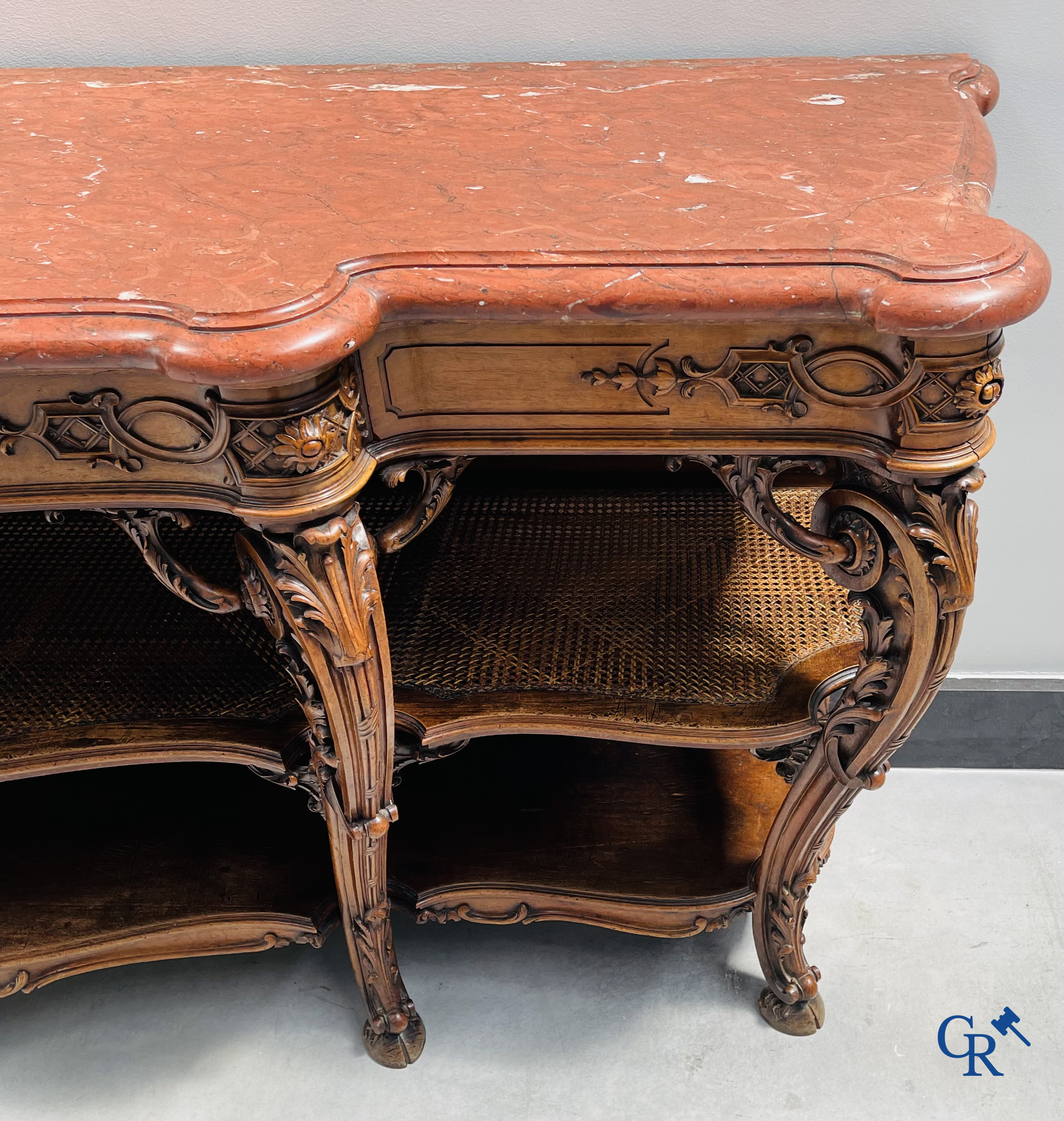 Maison Roll, 42, Rue Faubourg St. Antoine Paris. An exceptionally dessert furniture in carved walnut. LXVI style.