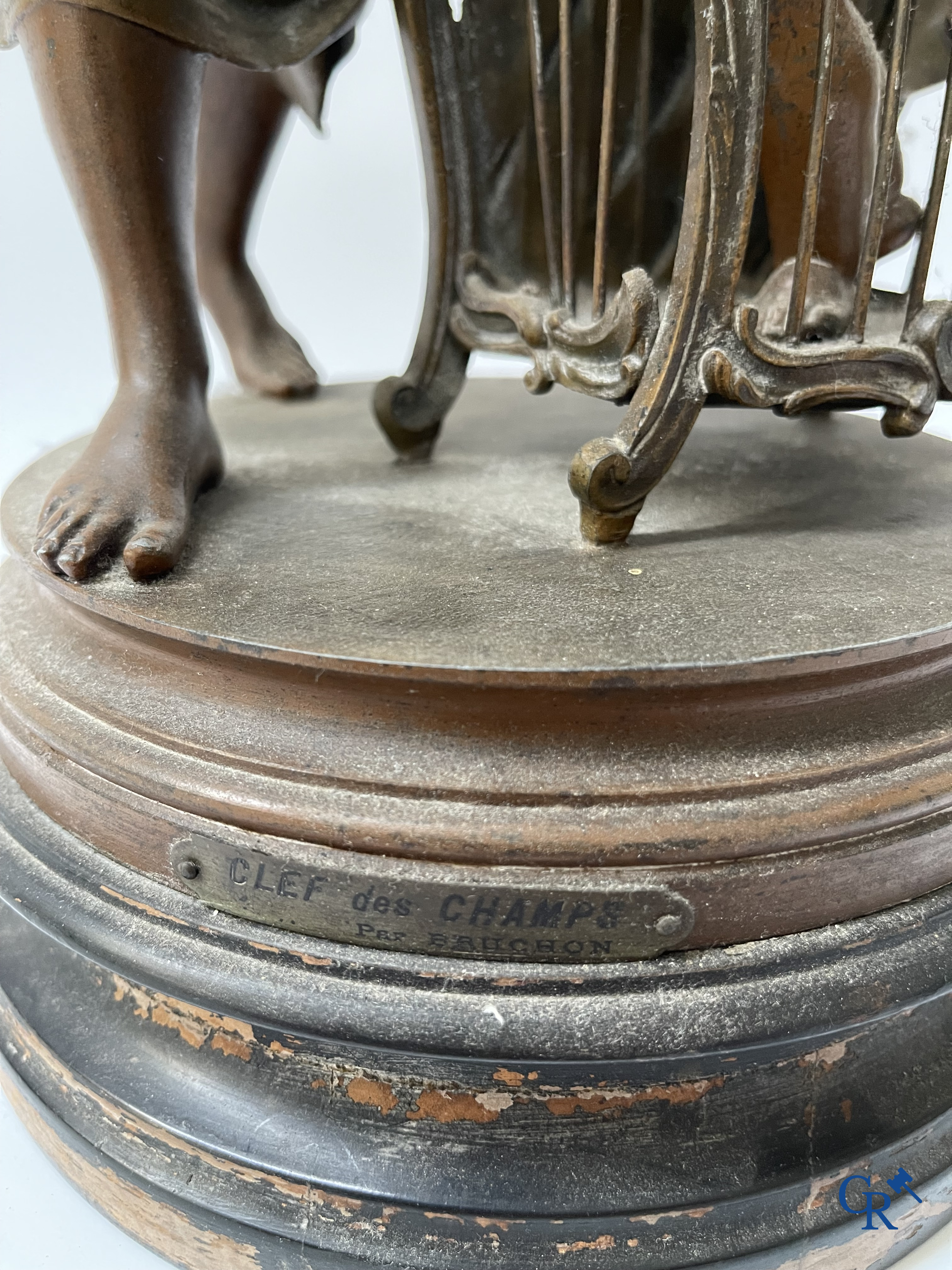 A lot of 3 sculptures in spelter. Anatole Guillot, Emile Bruchon, Rousseau. Circa 1900.