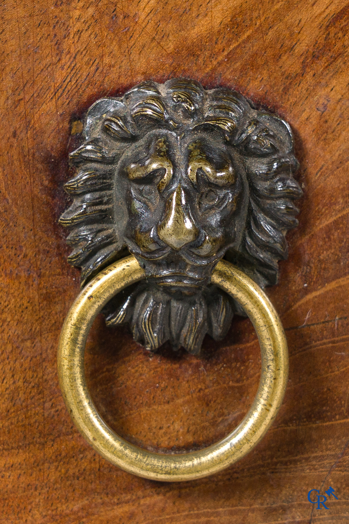 Chapuis, a mahogany wooden men's dressing table and ladies' dressing table with chiseled bronzes. Empire, circa 1810.