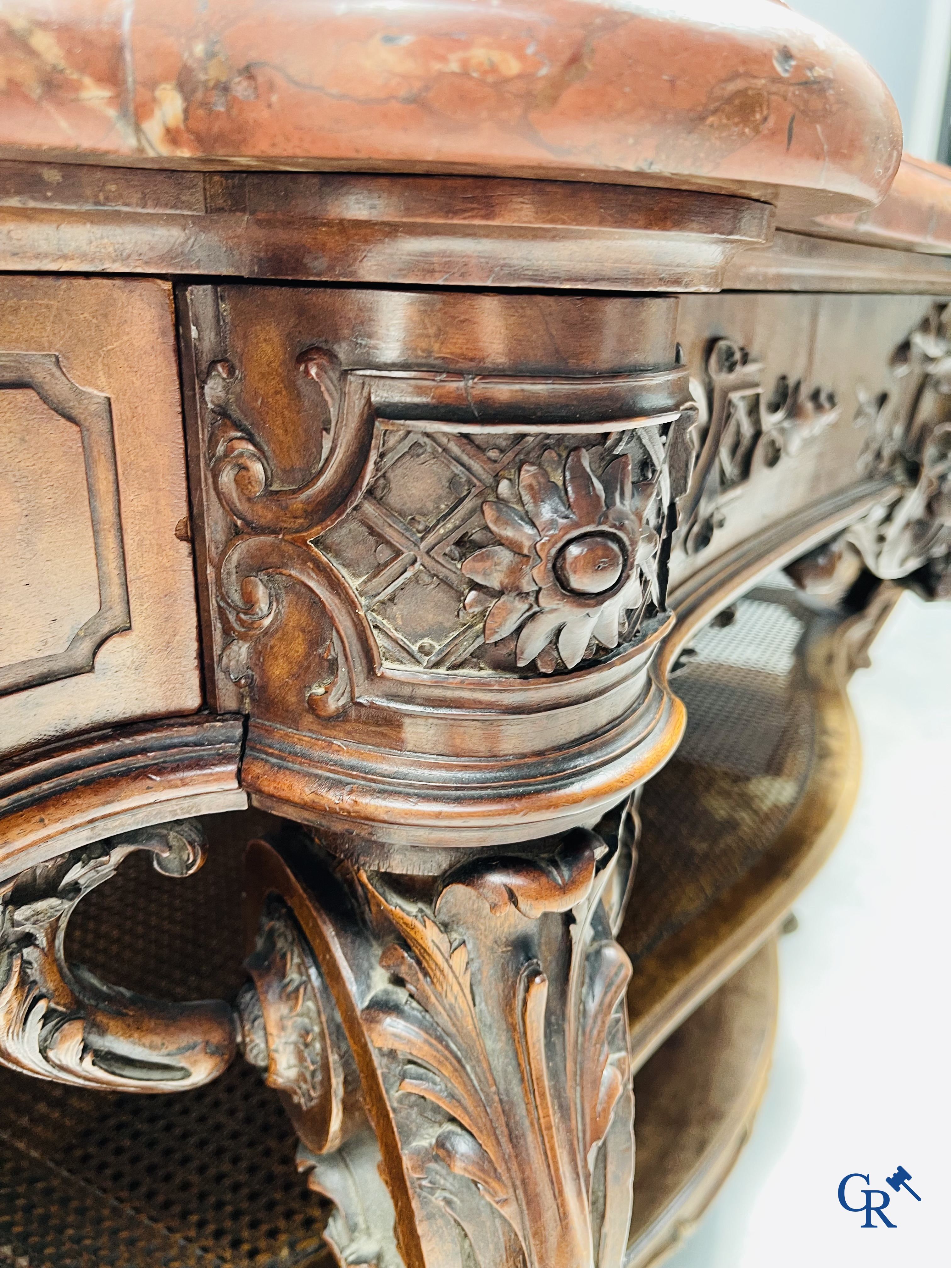 Maison Roll, 42, Rue Faubourg St. Antoine Paris. An exceptionally dessert furniture in carved walnut. LXVI style.