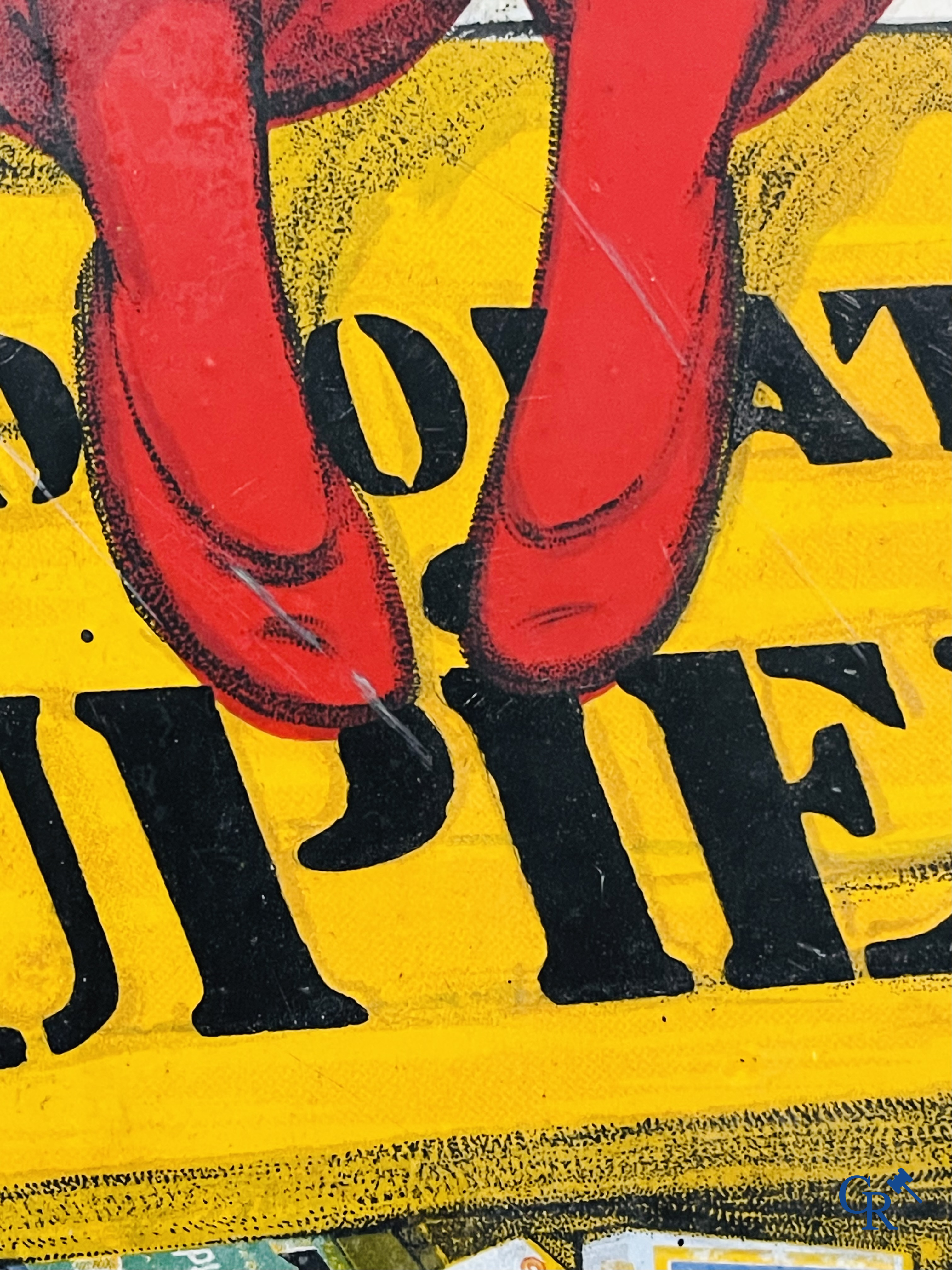 Chocolat Pupier, Enamel Advertising sign illustrated with the character designed by Jean D'Ylen. 1930's.