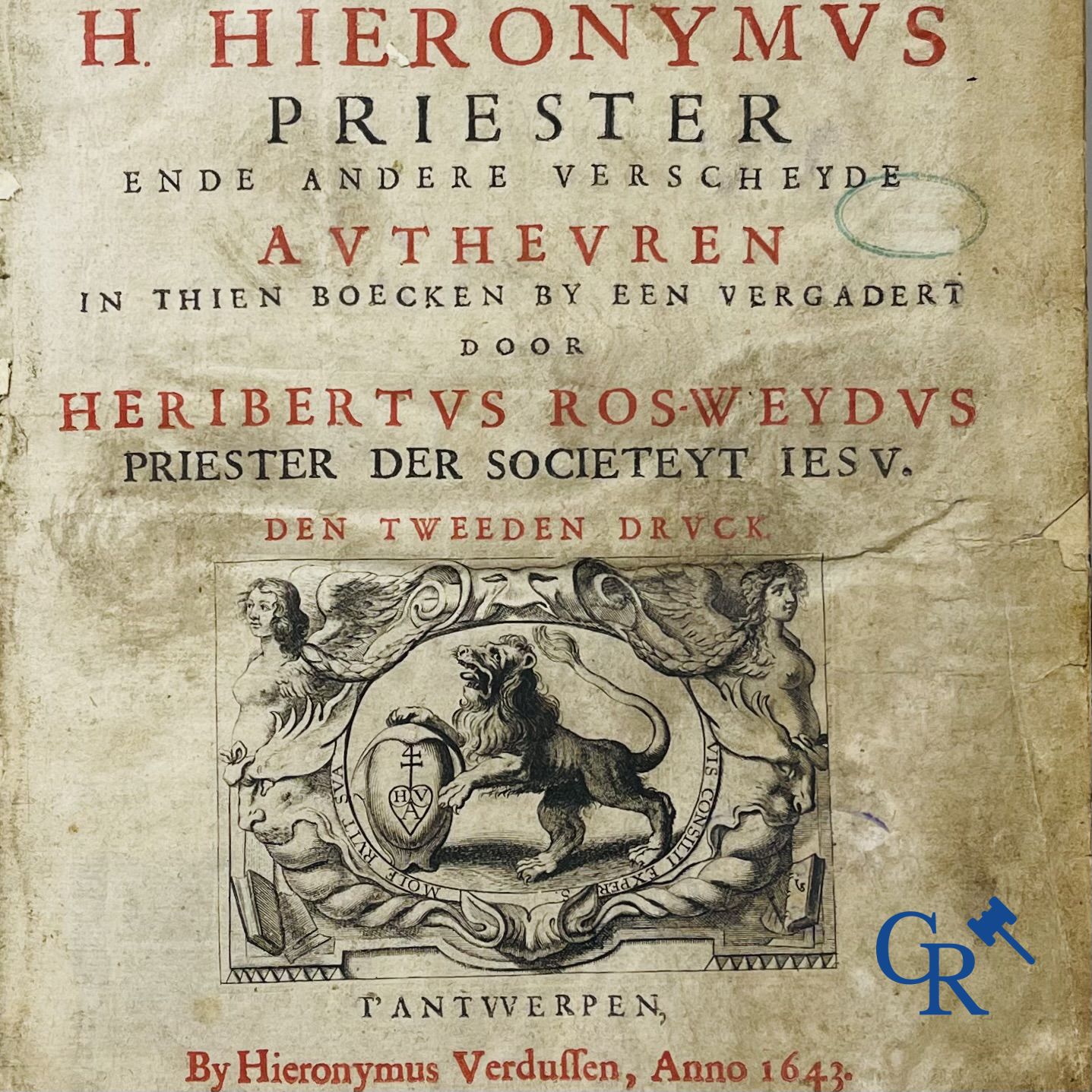 Early Printed Books: Rosweydus, Heribertus. Het Leven ende spreucken der Vaderen described by St. Jerome. 1643.