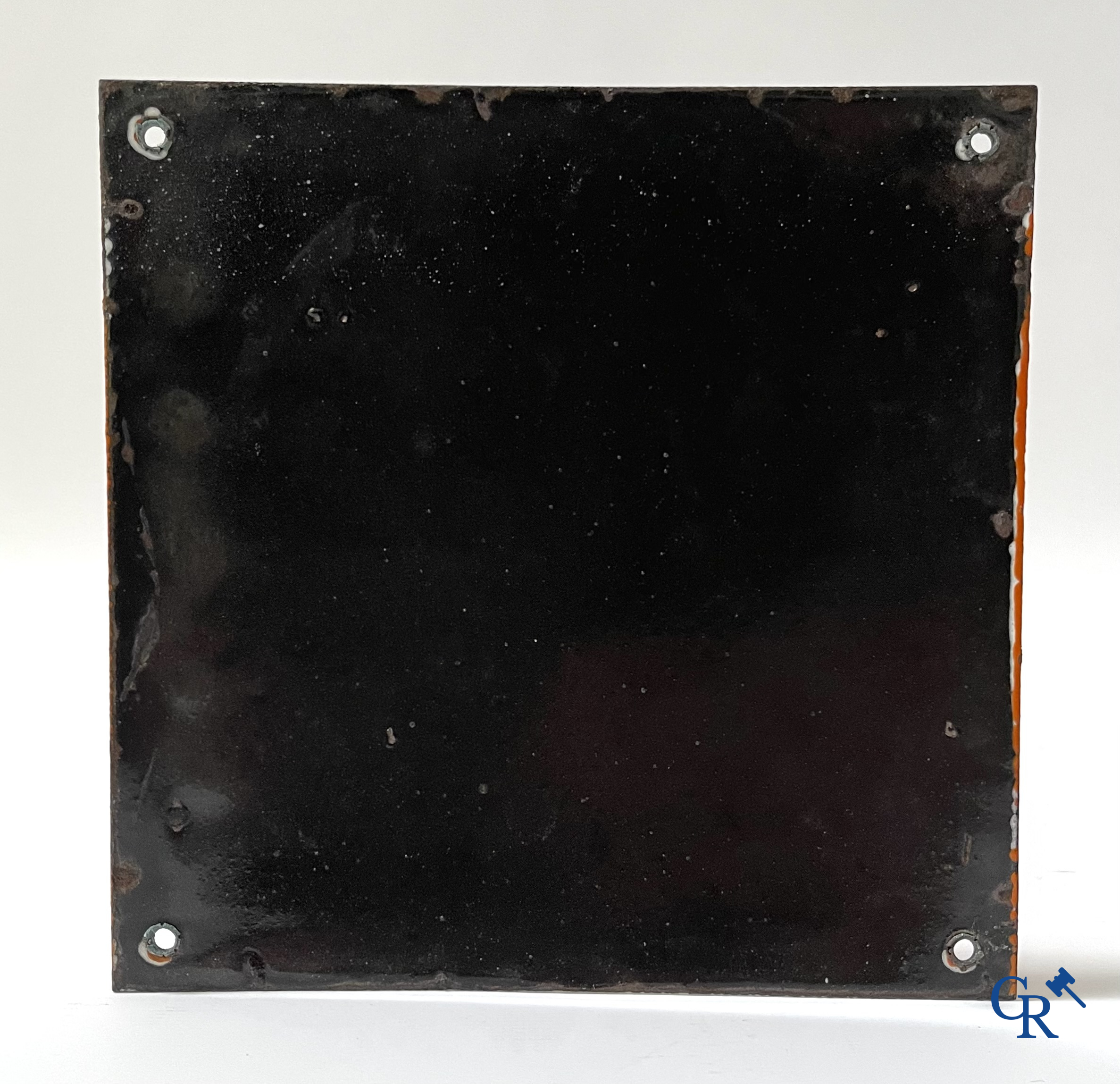 Apollon, American Cream. Emaille reclamebord voor schoensmeer. S.A. email. Koekelberg Bruxelles. 1932.