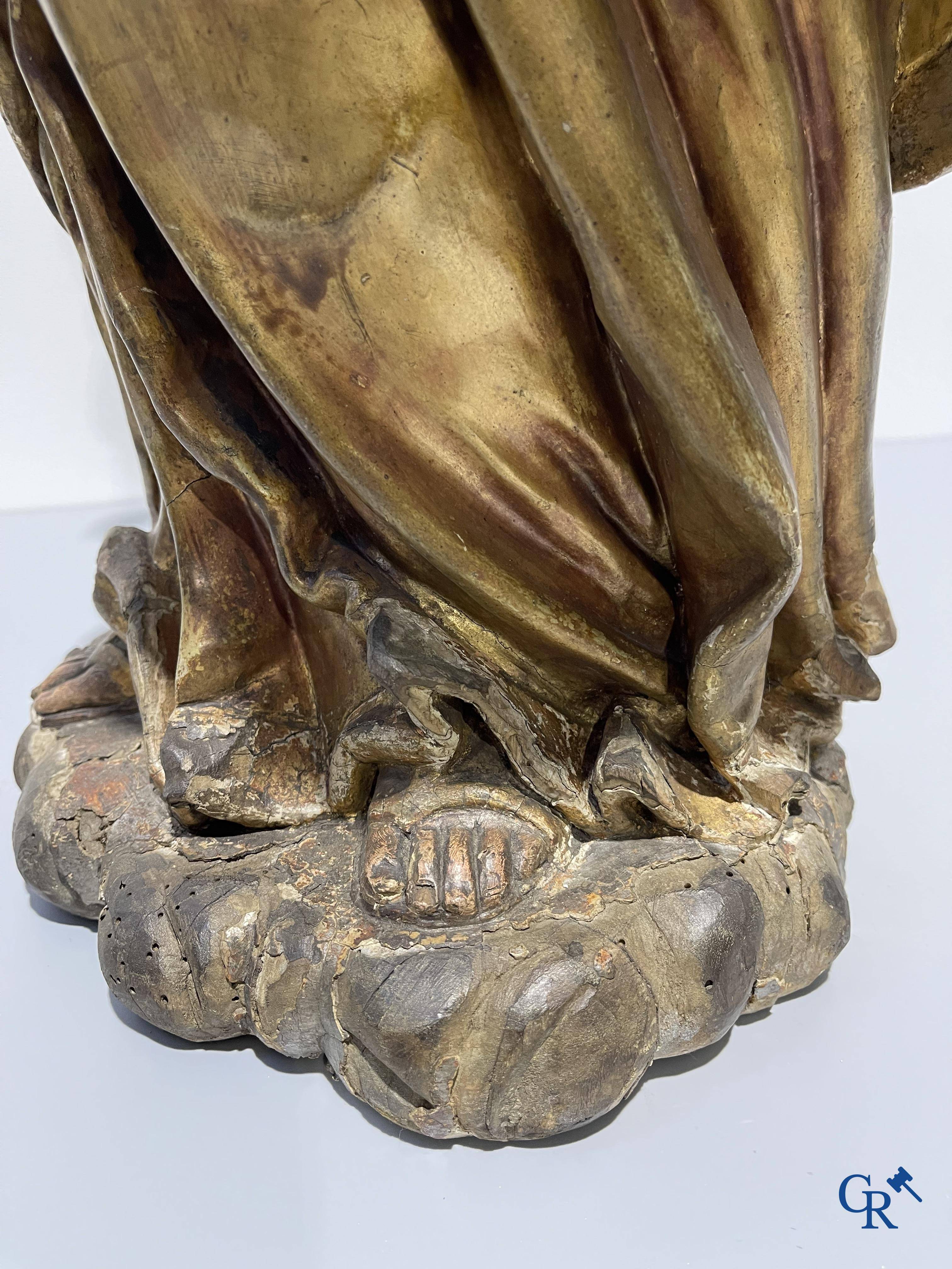 Exceptionally polychrome wooden statue of Saint Catherine of Alexandria with glass eyes, 18th century.