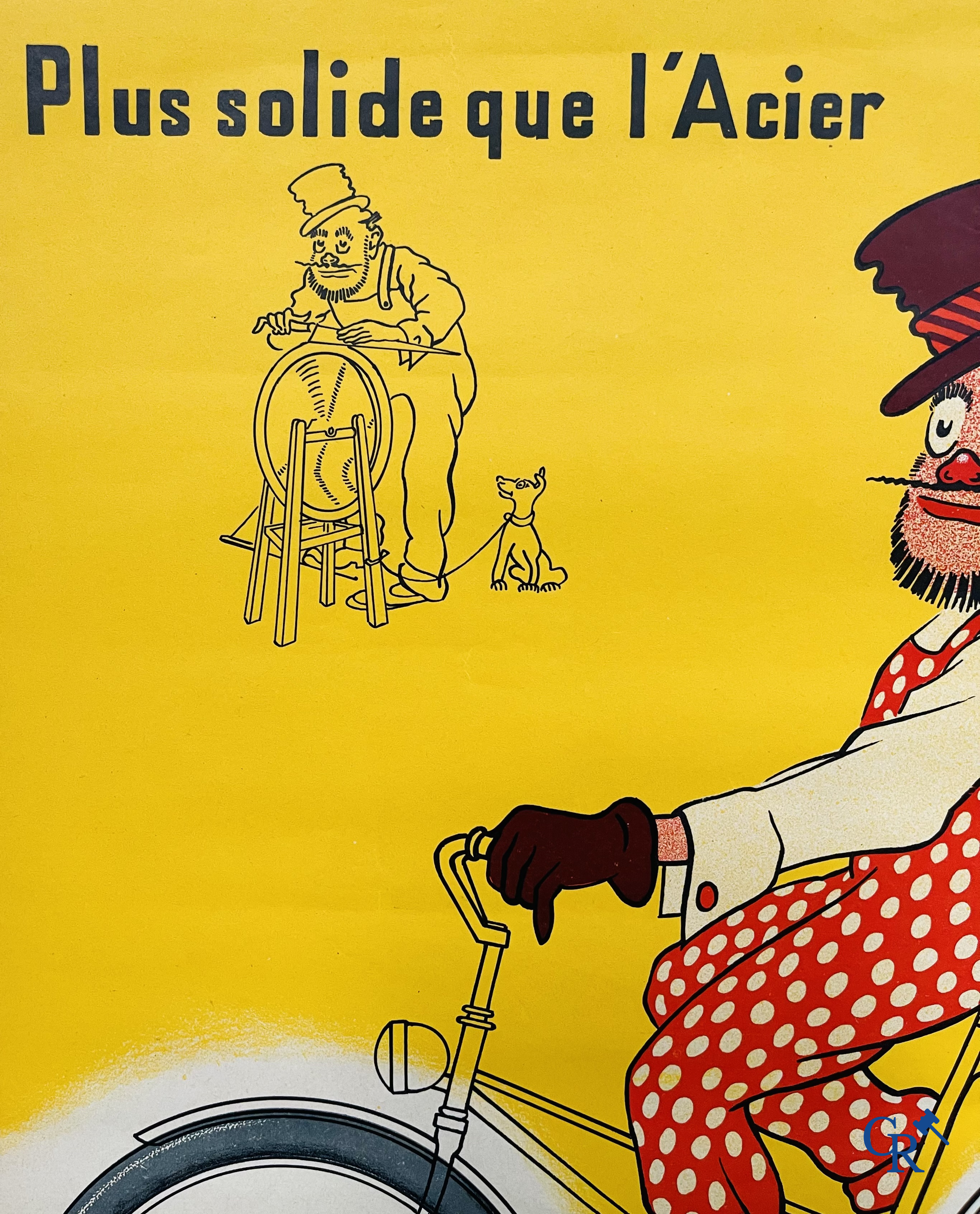 Pneu Hutchinson, Plus solide que l'Acier. Lithographie op papier met een ontwerp van Mich. Imp. H. Bouquet - Paris.