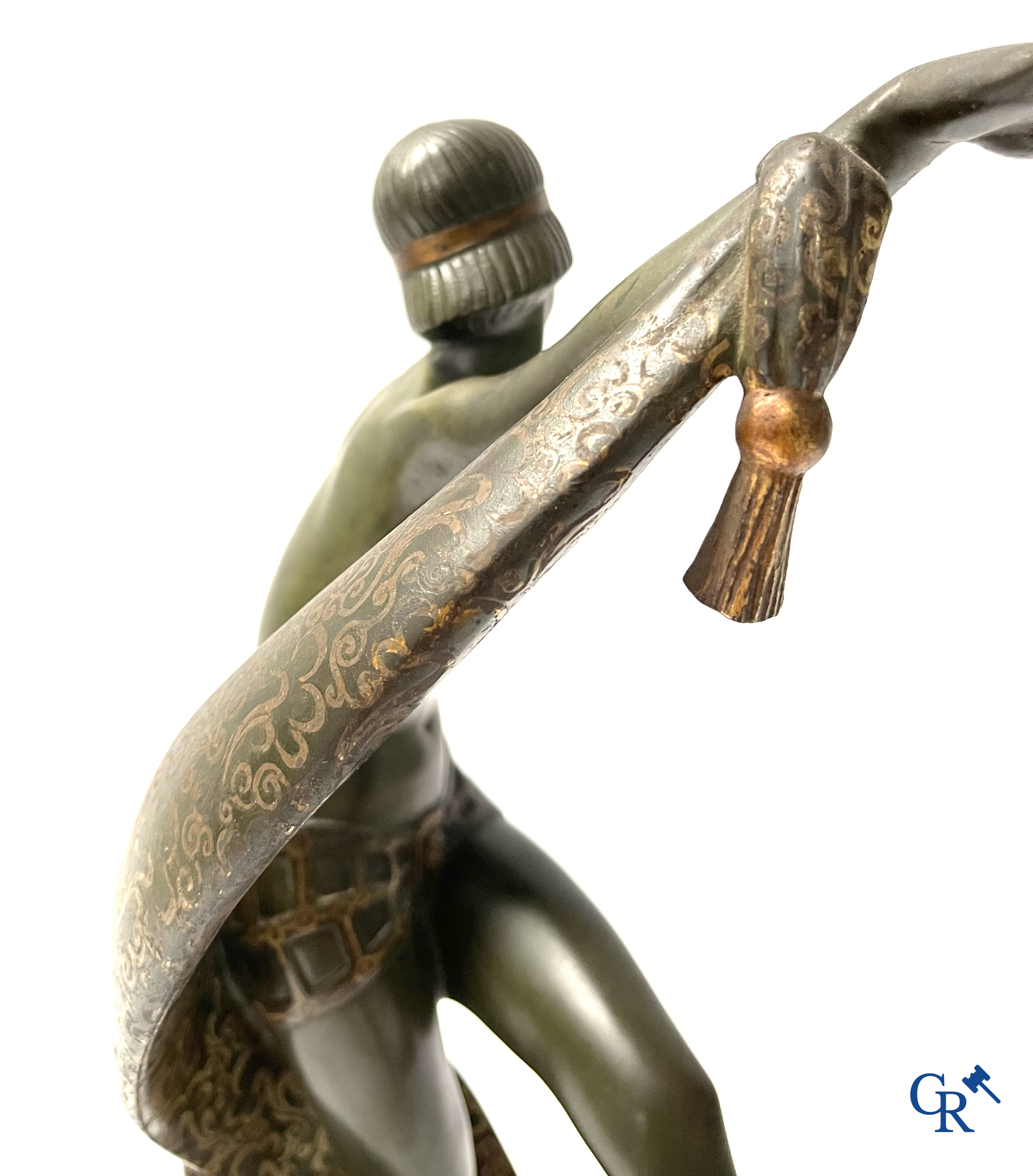 Fanny Rozet (1881-1921), Art Deco sculpture in patinated and damascened bronze. Signed.