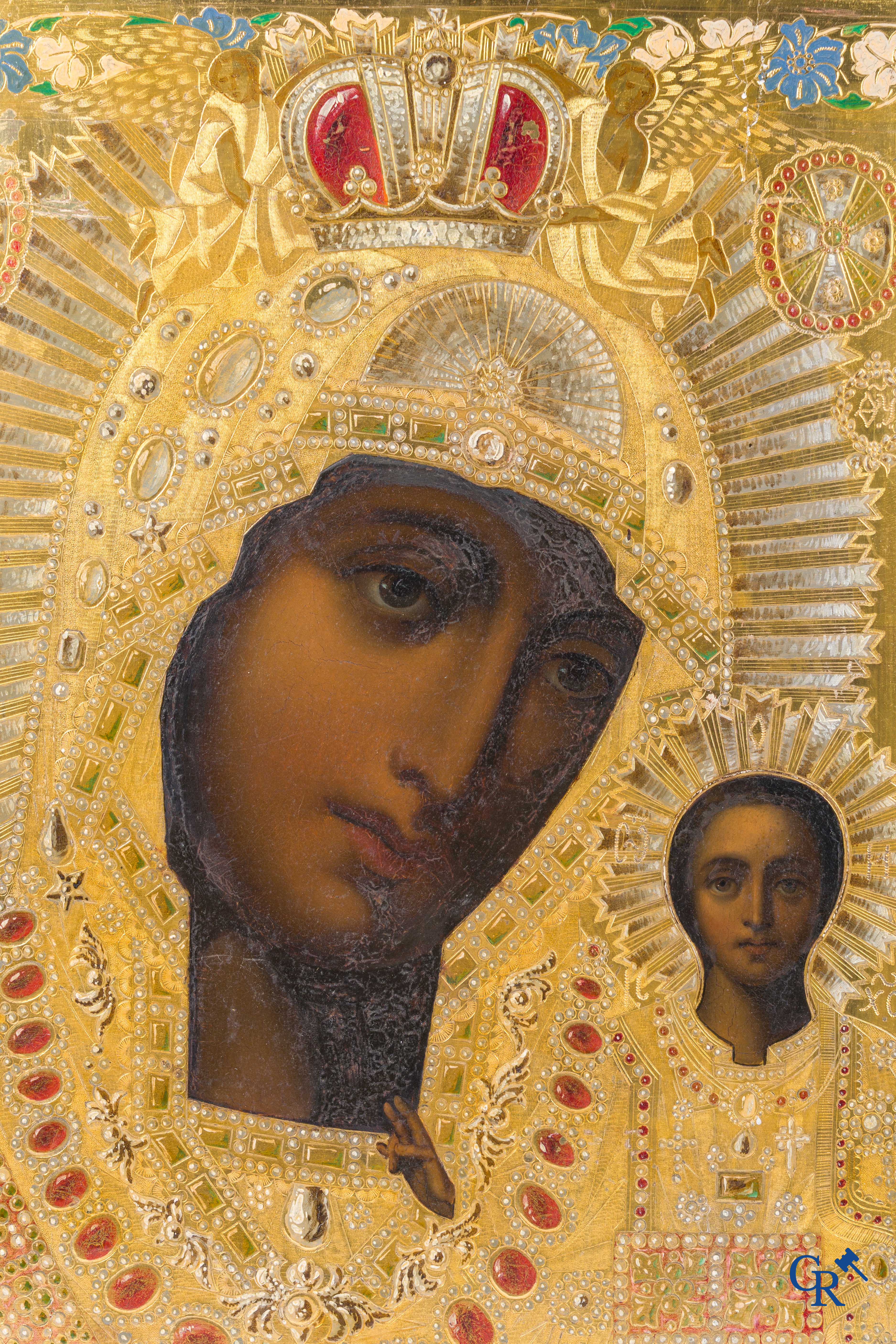 Icon, Important Russian Orthodox icon with image of Mother of God of Kazan.