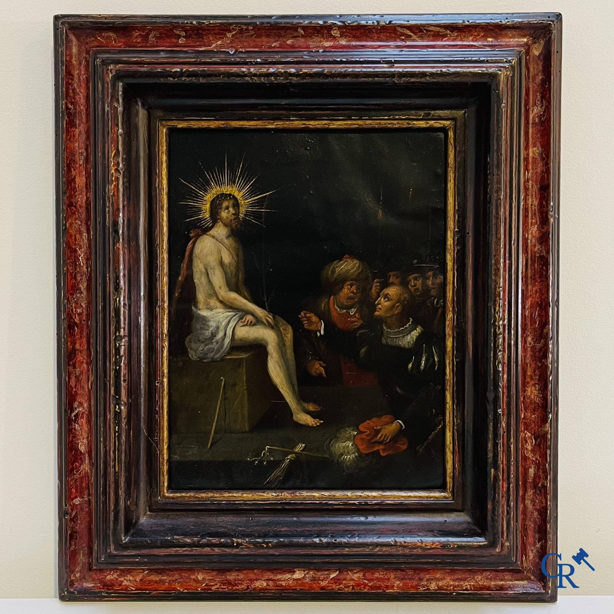 Peinture: Anvers, XVIIème. La moquerie du Christ.