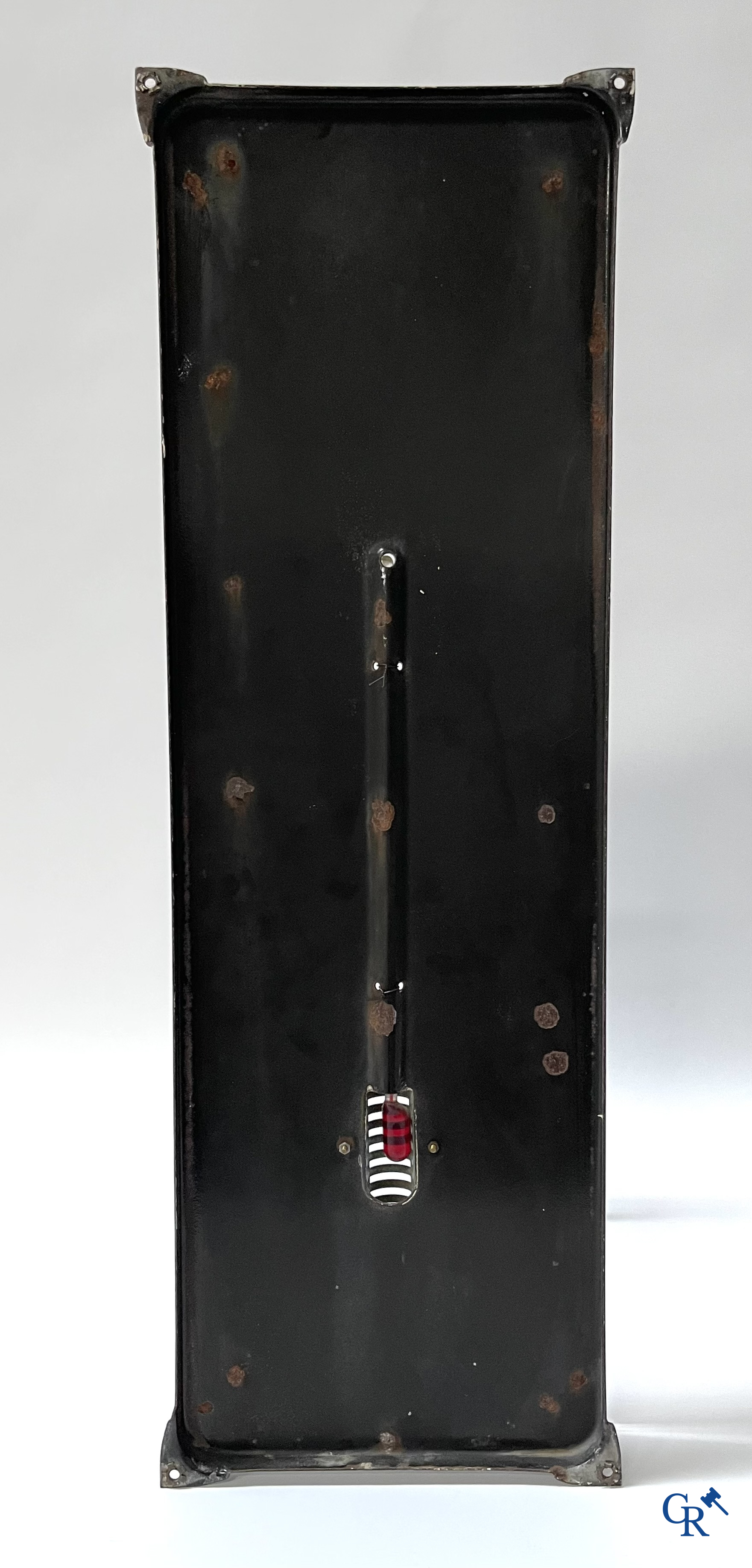 Spa, publicity thermometer in enamel with a representation of "Pierrot". Emaillerie Belge 1963.