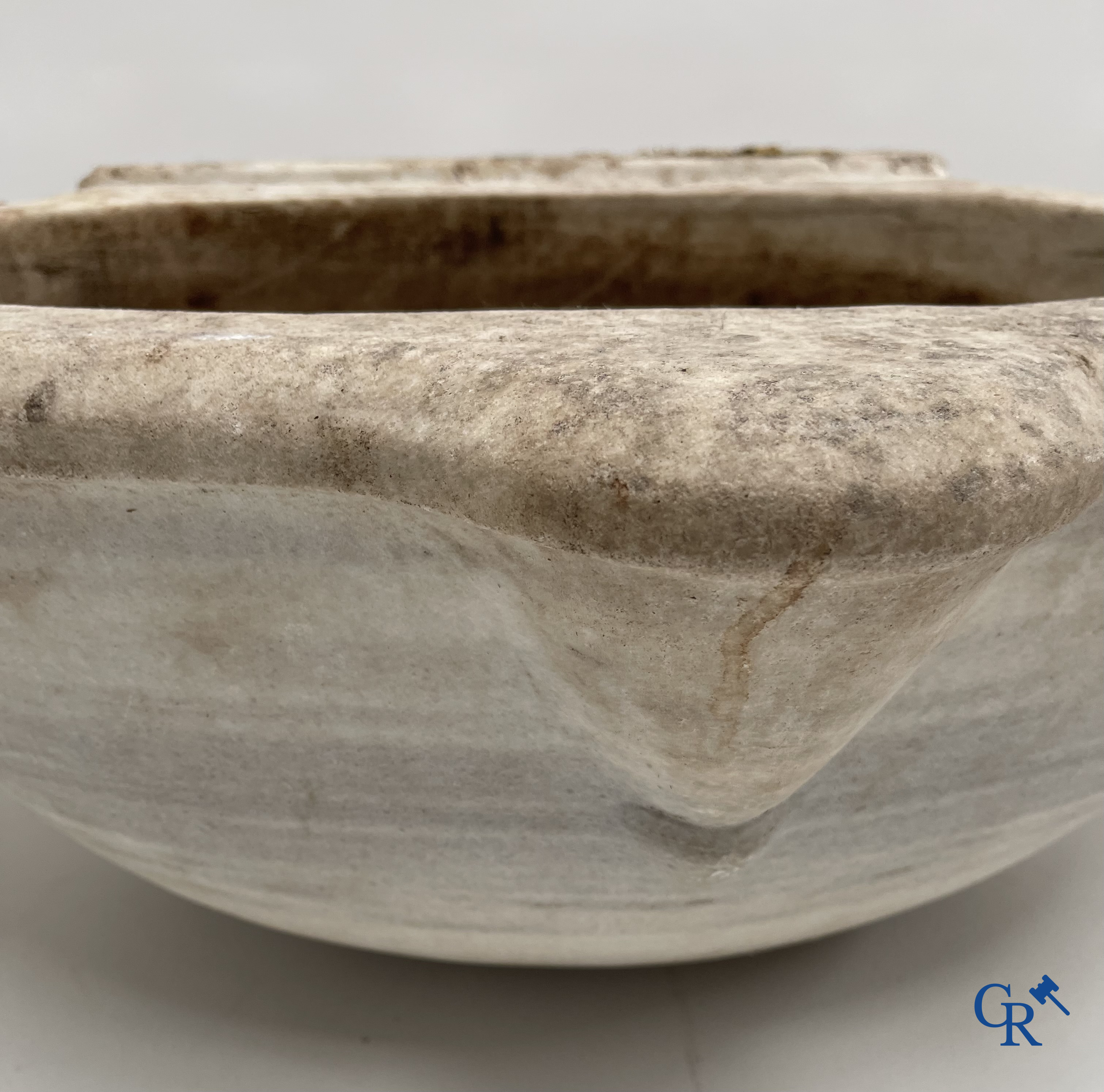 Exceptional large marble holy water barrel or font. 18th century.