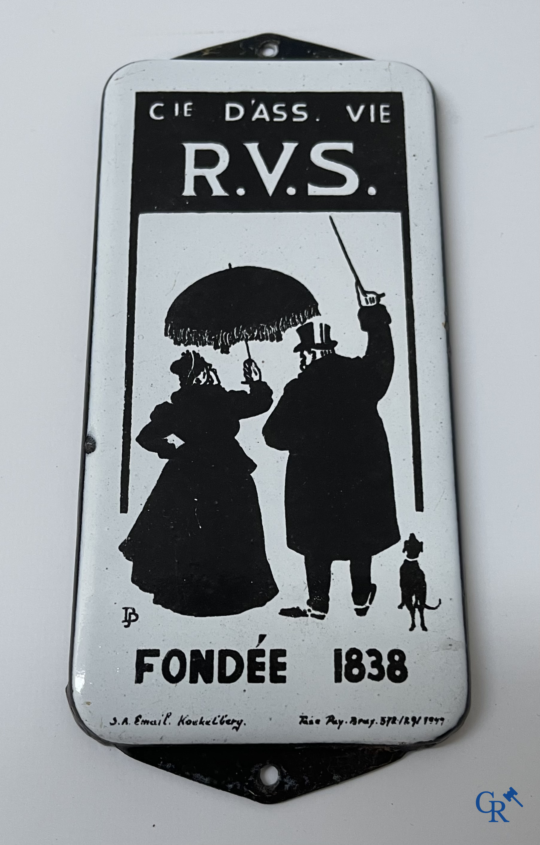 RVS, an enamel door publicity sign designed by Tjeerd Bottema. Emaillerie Koekelberg 1949.