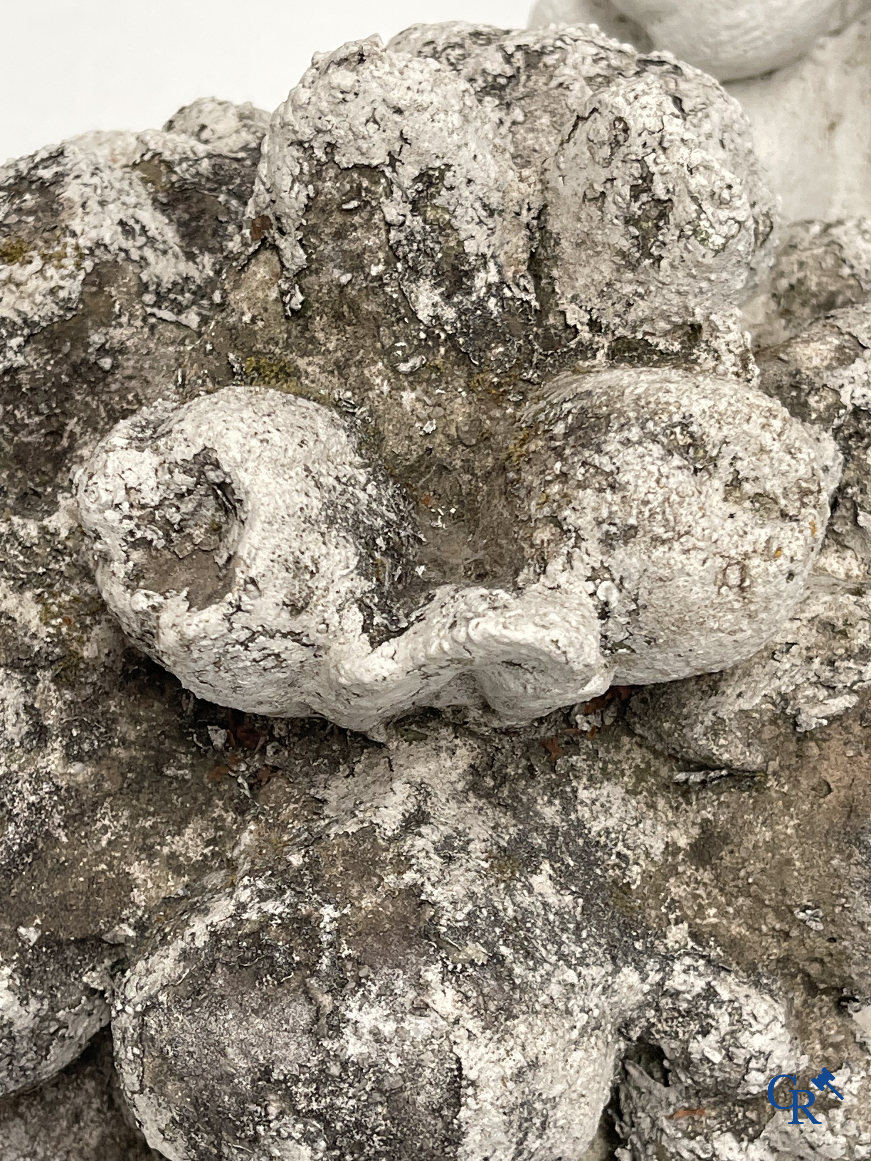 Garden decoration, a pair of stone garden ornaments.