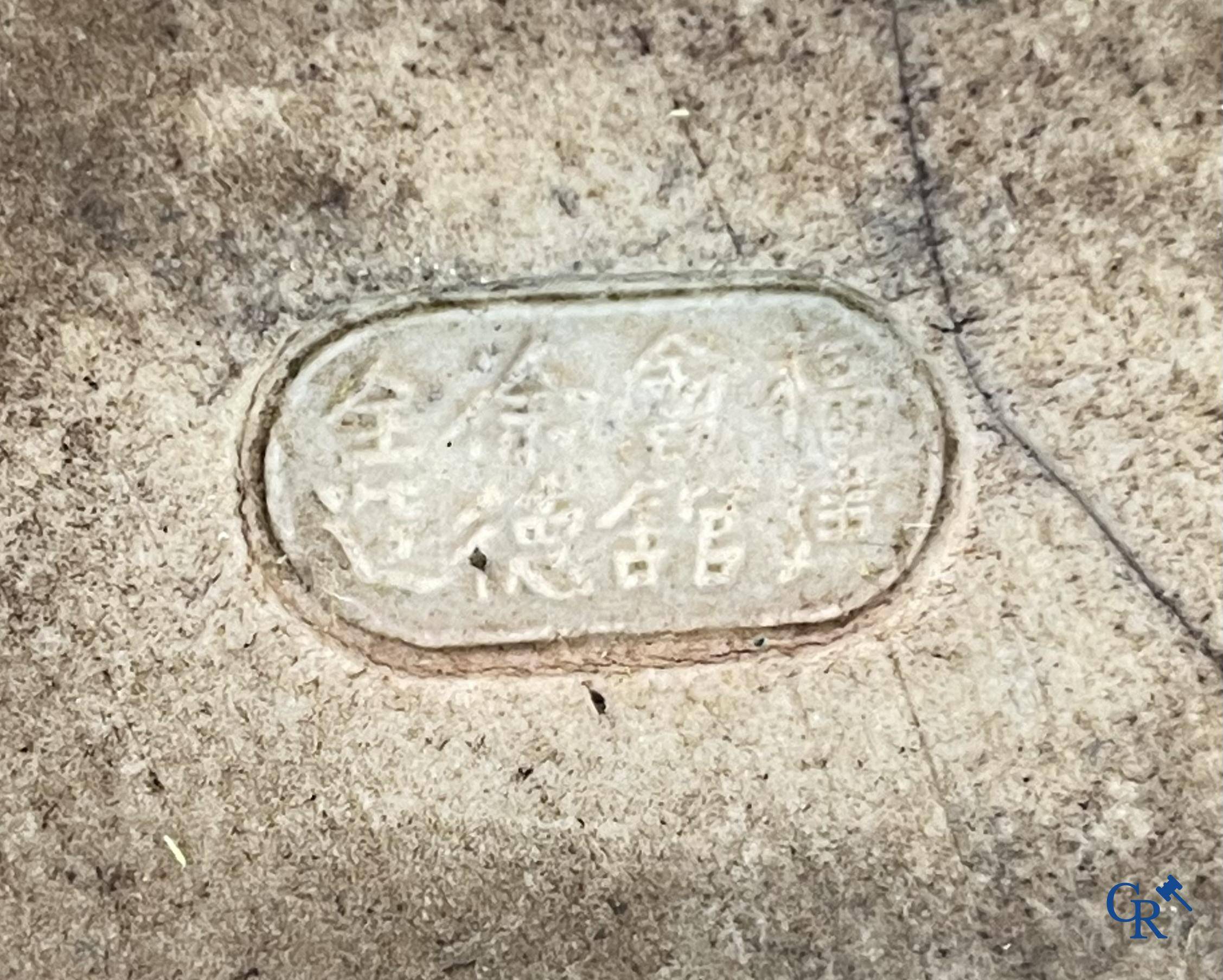 Asian Art, Chinese porcelain. A Chinese famille rose figure of a Buddha with a seal mark. 19th century.