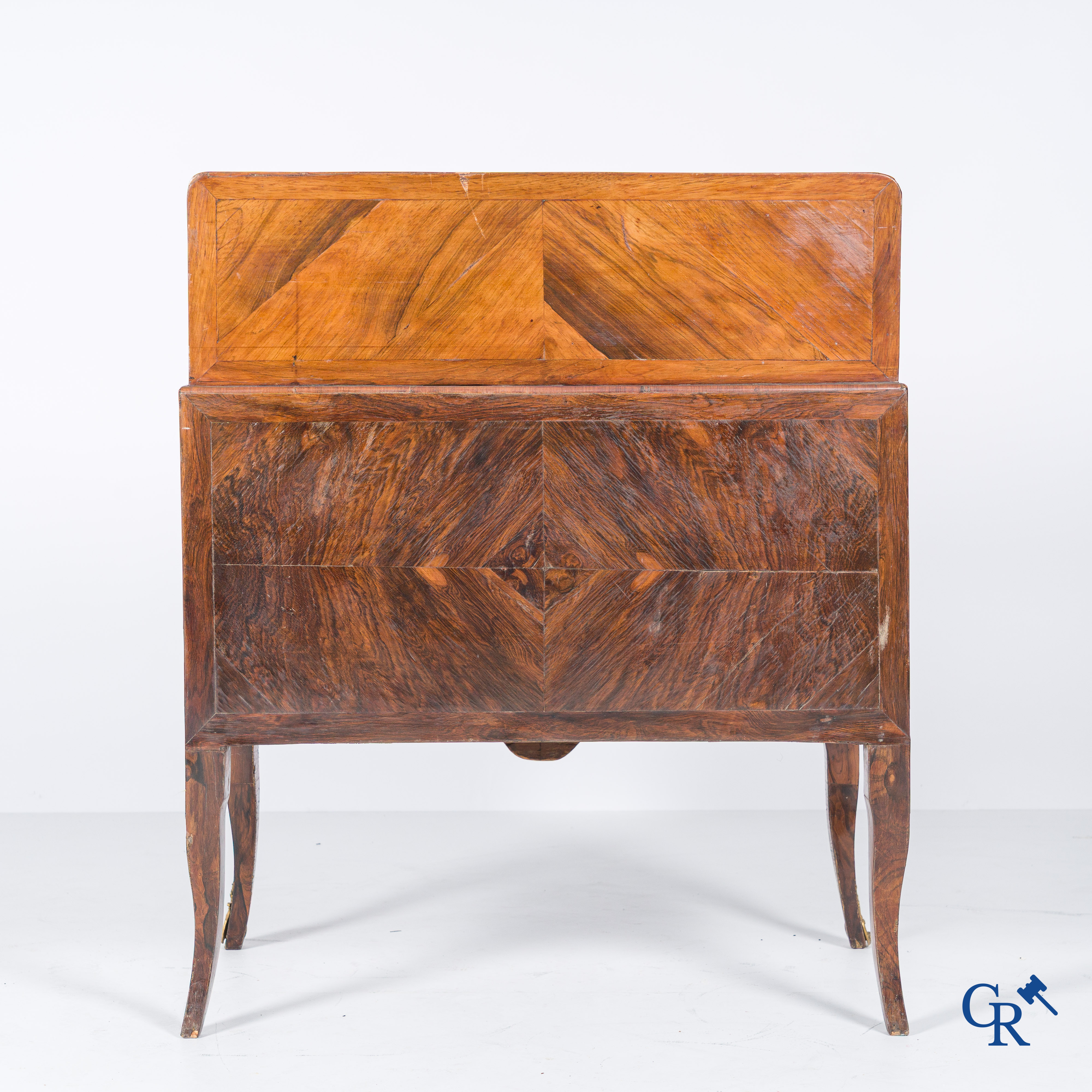 Louis XV period. A so-called "Bureau de pente" in rosewood veneer and marquetry. 18th century.