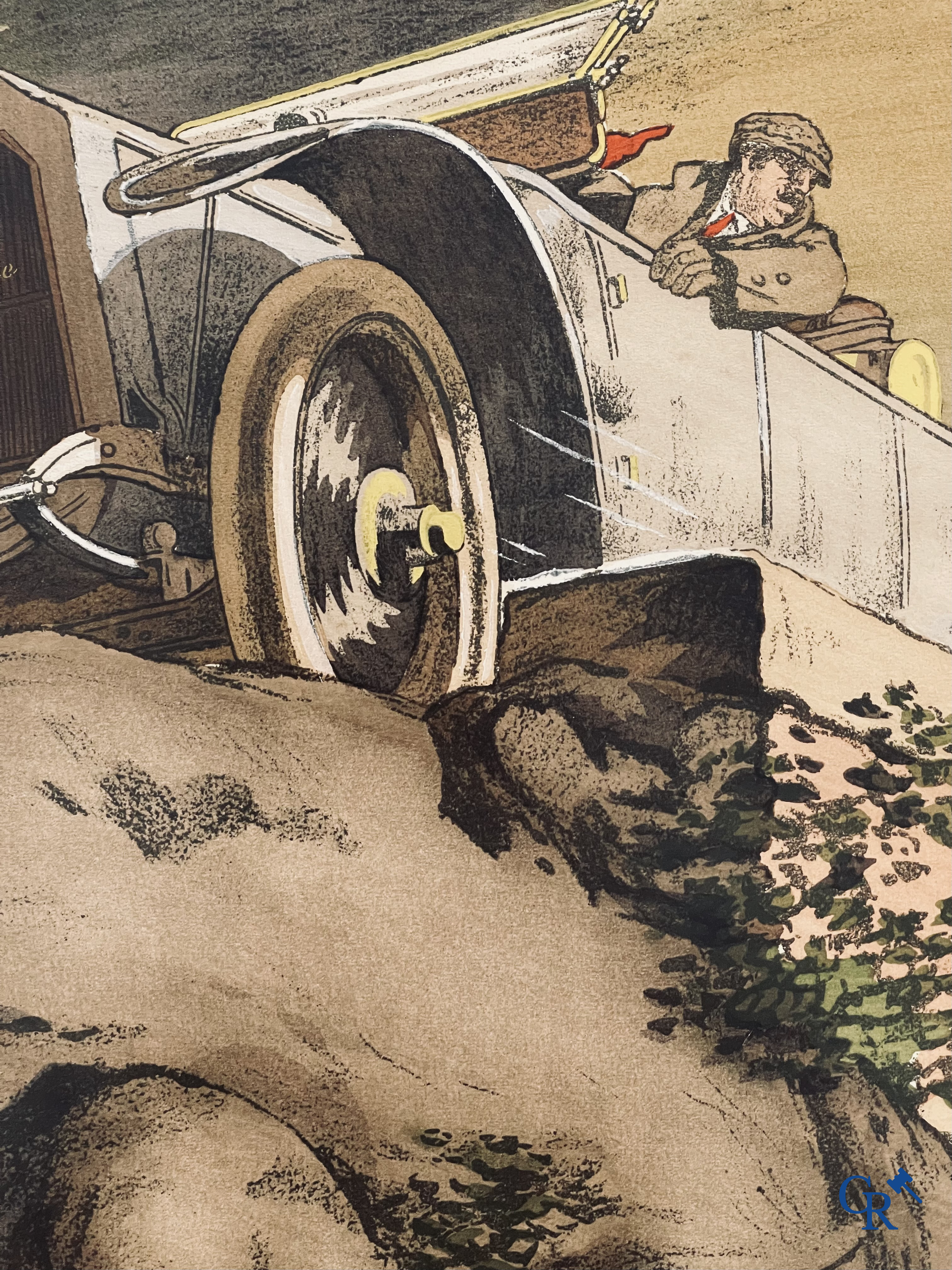 André Nevil, L'équipe "La Licorne" dans le Tour De France 1912. Colour lithography. Mabileau & Comp. Paris 1912.