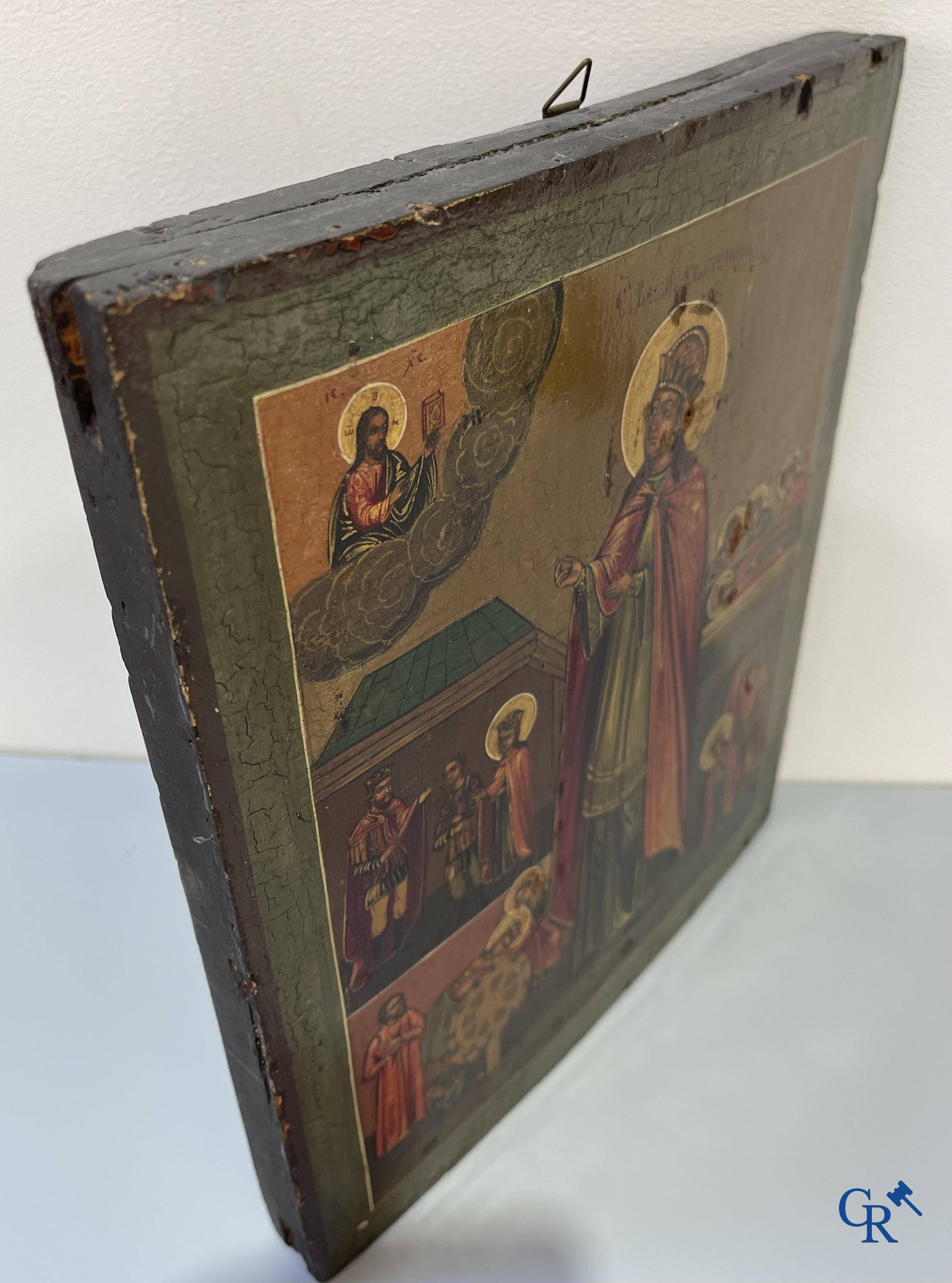 Icon with scenes from the life of Saint Catherine of Alexandria, early 19th century.