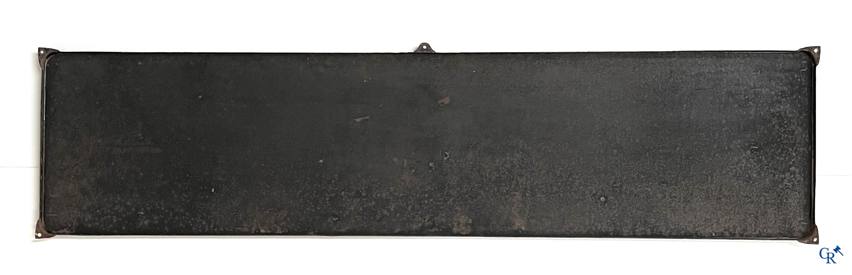 Michelin, large enamel advertising sign with yellow and blue background for Michelin tyres. Emaillerie Belge, 1958.