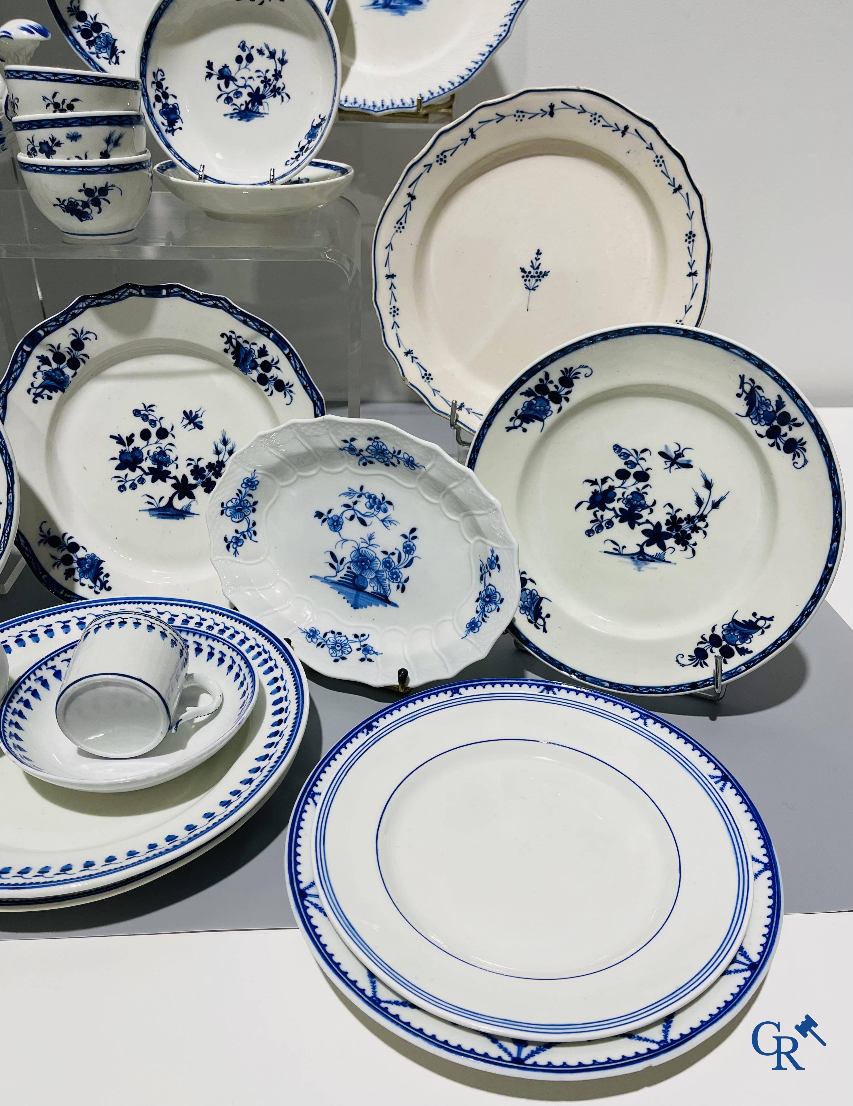 European porcelain, Tournai. A large lot of various pieces of blue and white porcelain and faience. 18th - 19th century.