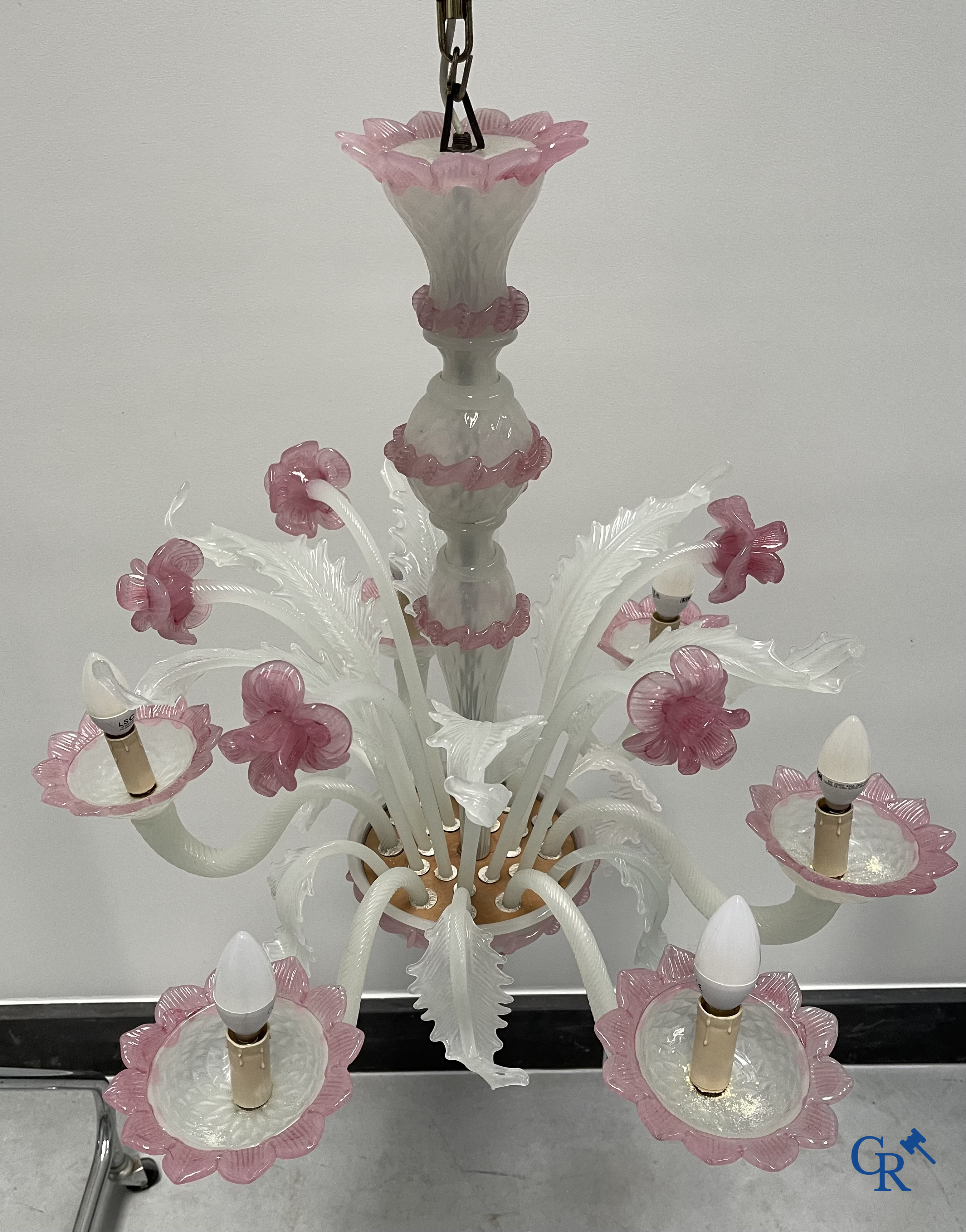 2 large Venetian chandeliers.