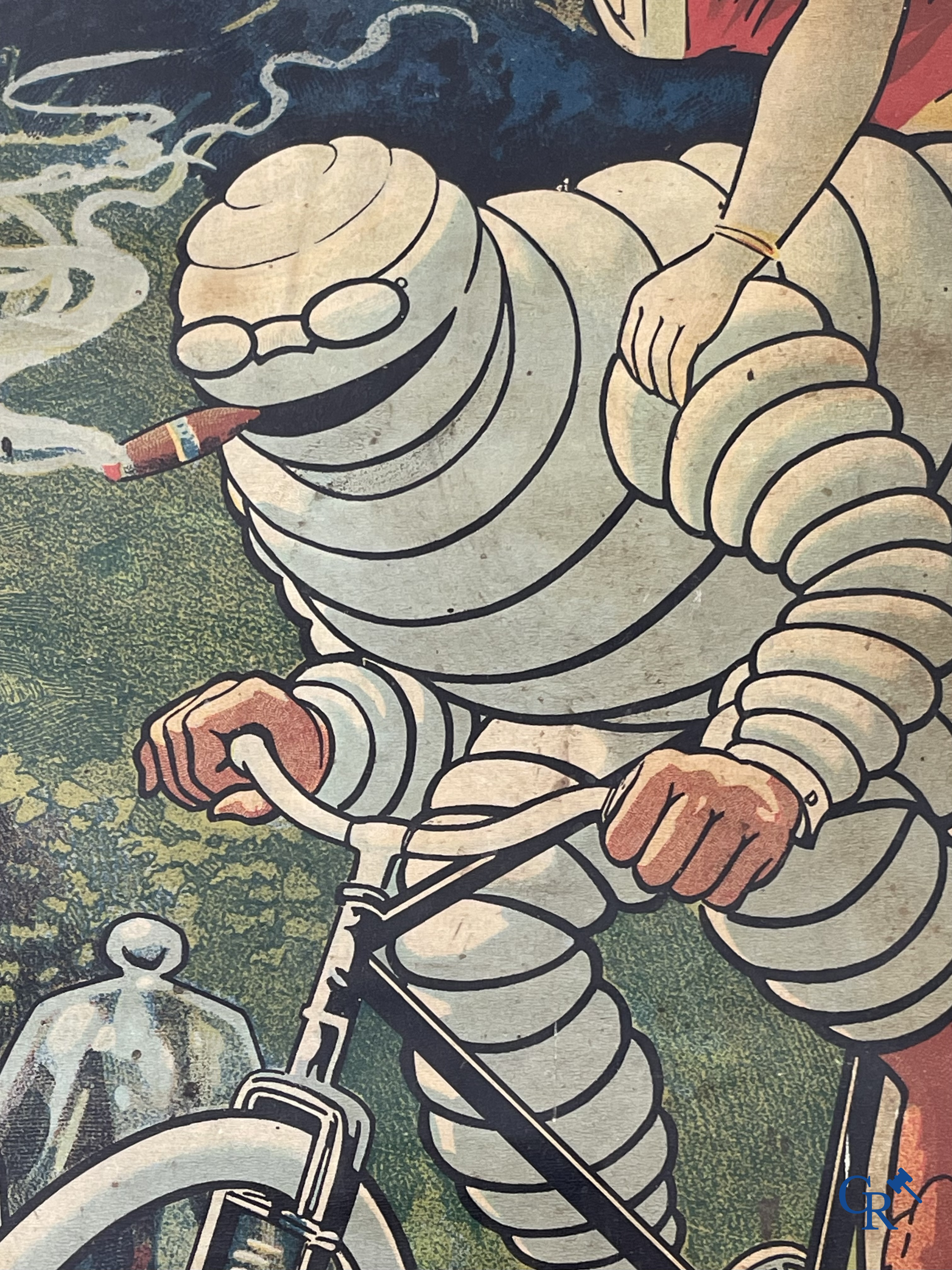 Léon Hingre (1860-1926) Pneu Vélo Michelin. Beautiful poster for Michelin bicycle tires. Around 1910.