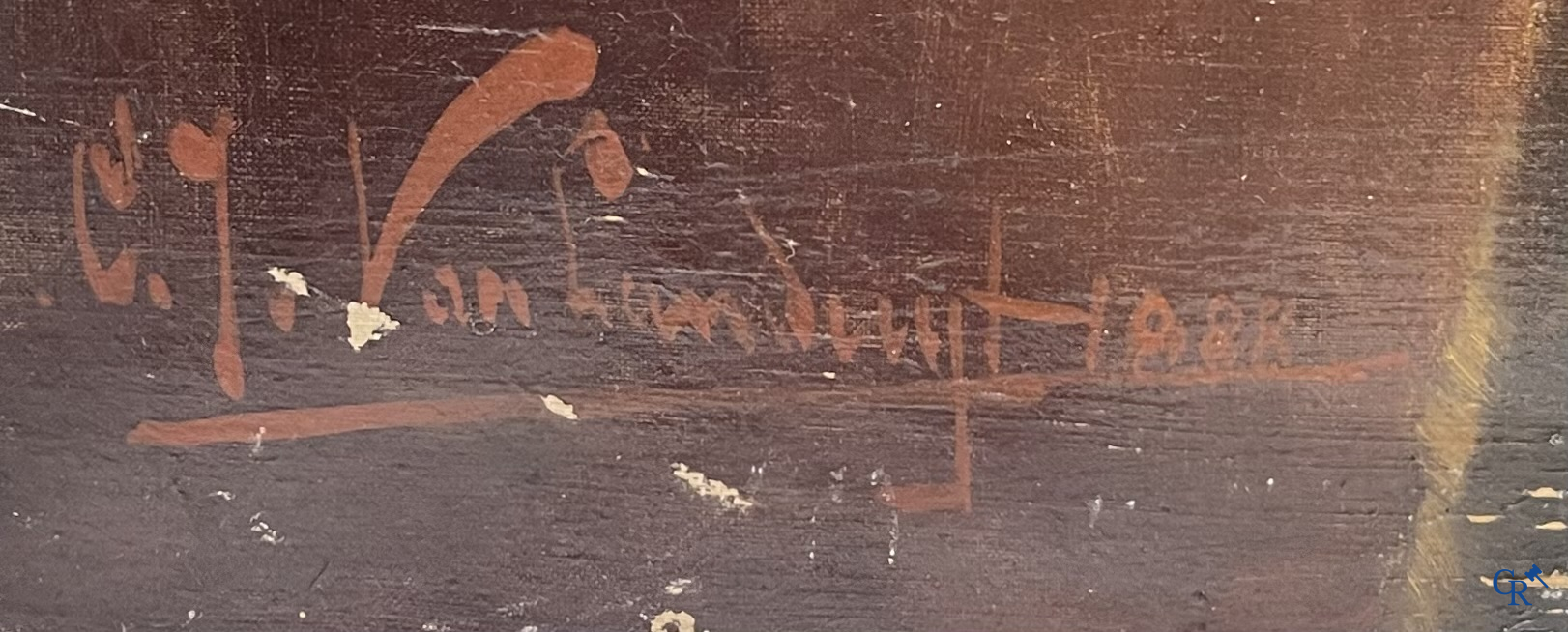 Charles Joseph Van Landuyt (1854-1934) Portrait of a young lady with fur coat, 1888. Oil on canvas.