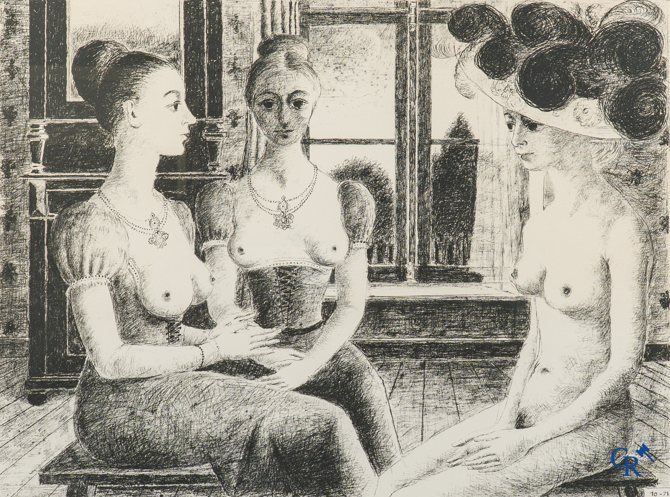 Paul Delvaux (1897-1994) La fenêtre. Lithografie, 1971. Genummerd 30/50.