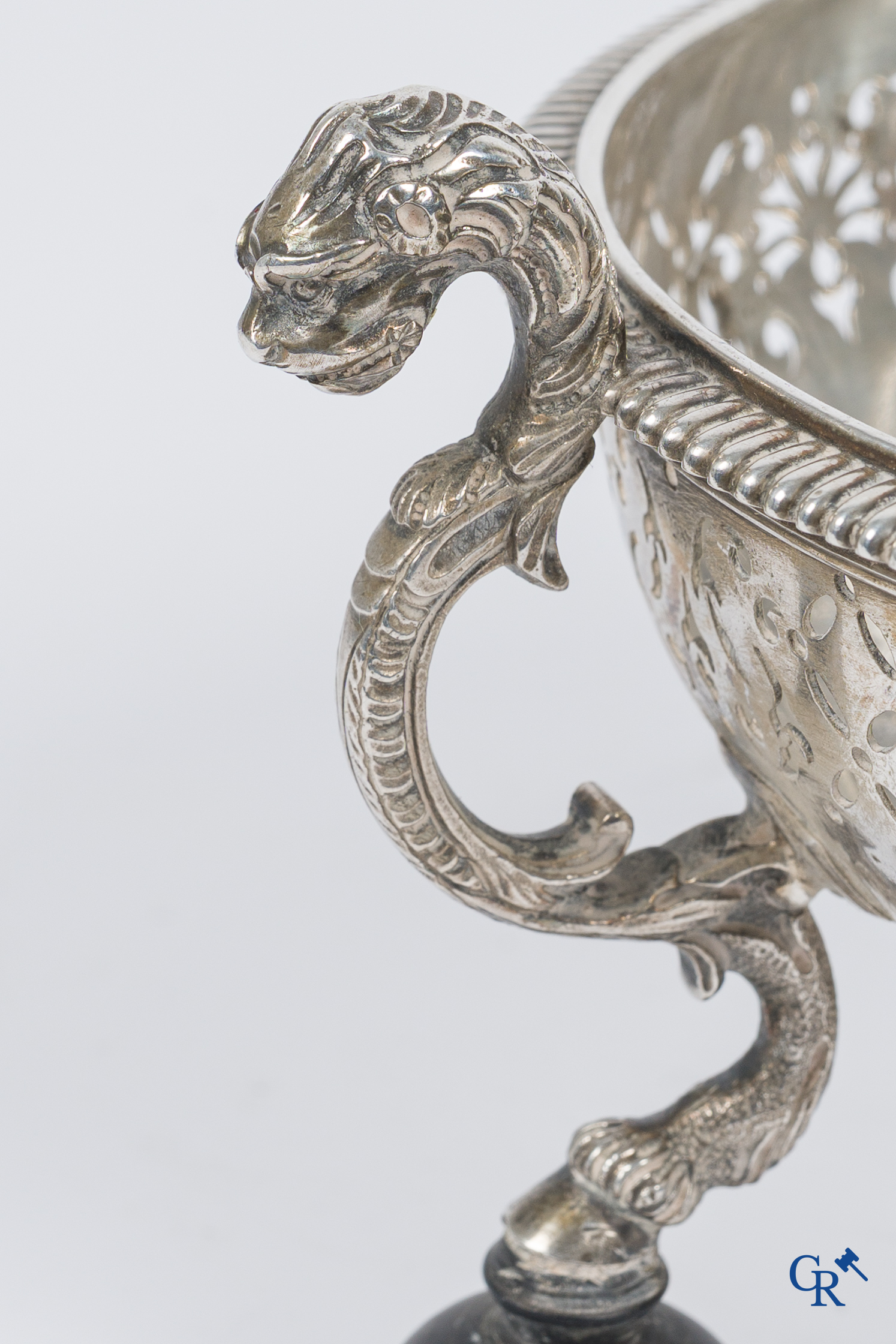 Silver. Three-legged table stove or "Réchaud à braises" No hallmarks visible. Probably Mons, early 18th century.